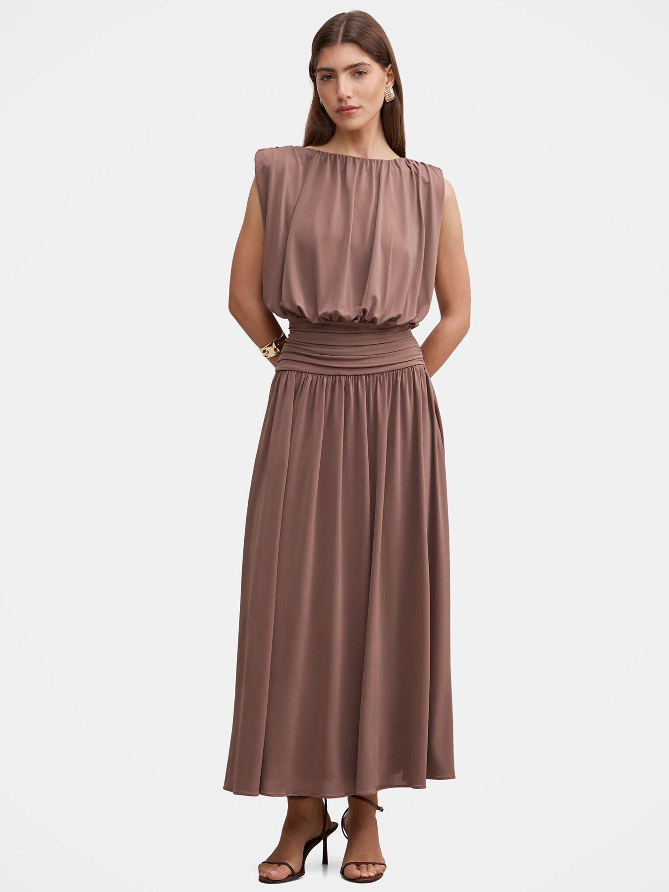Forever New Florabelle Bubble Bodice Dress - Brown