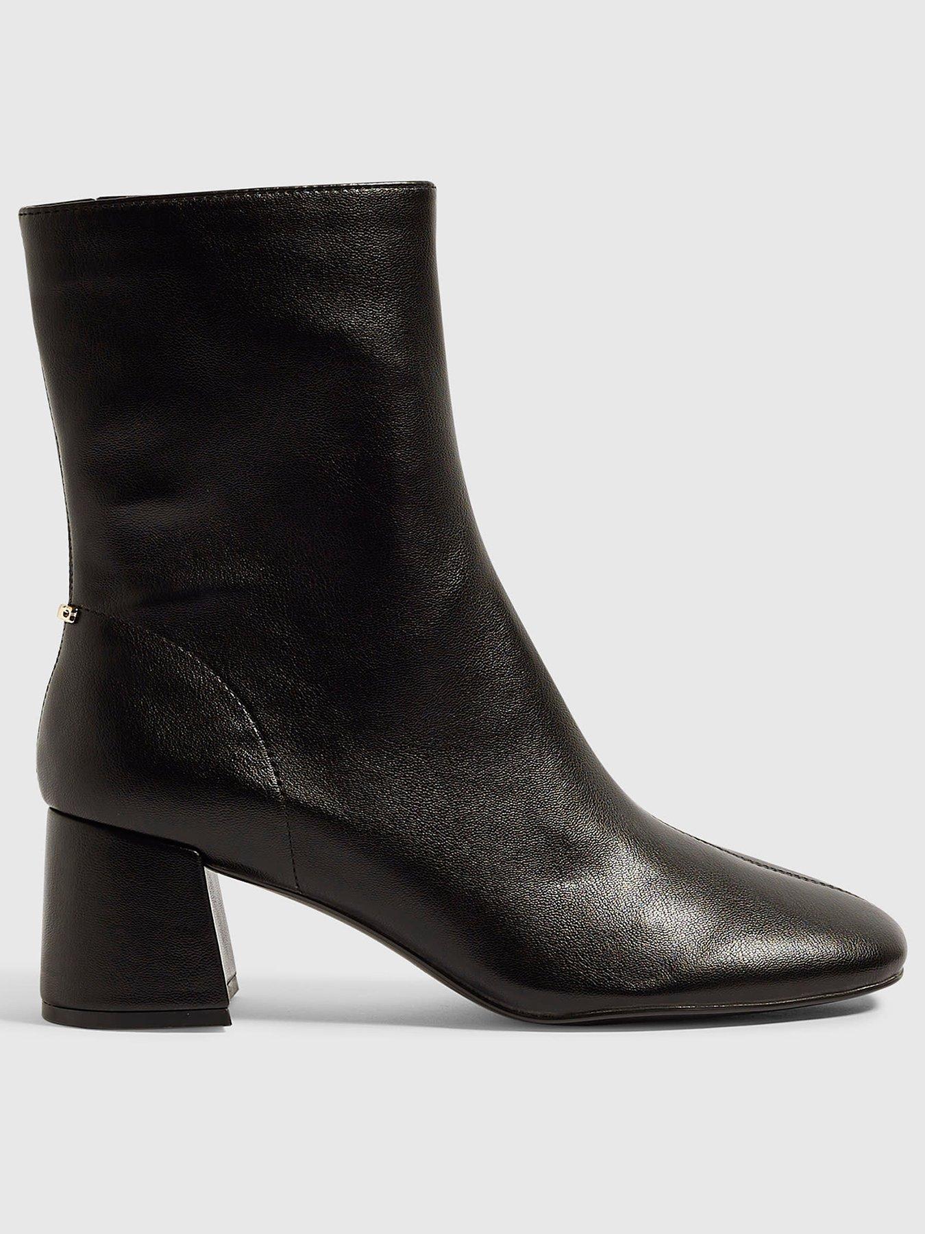 River Island Womens Block Heel Side Zip Ankle Boots - Black
