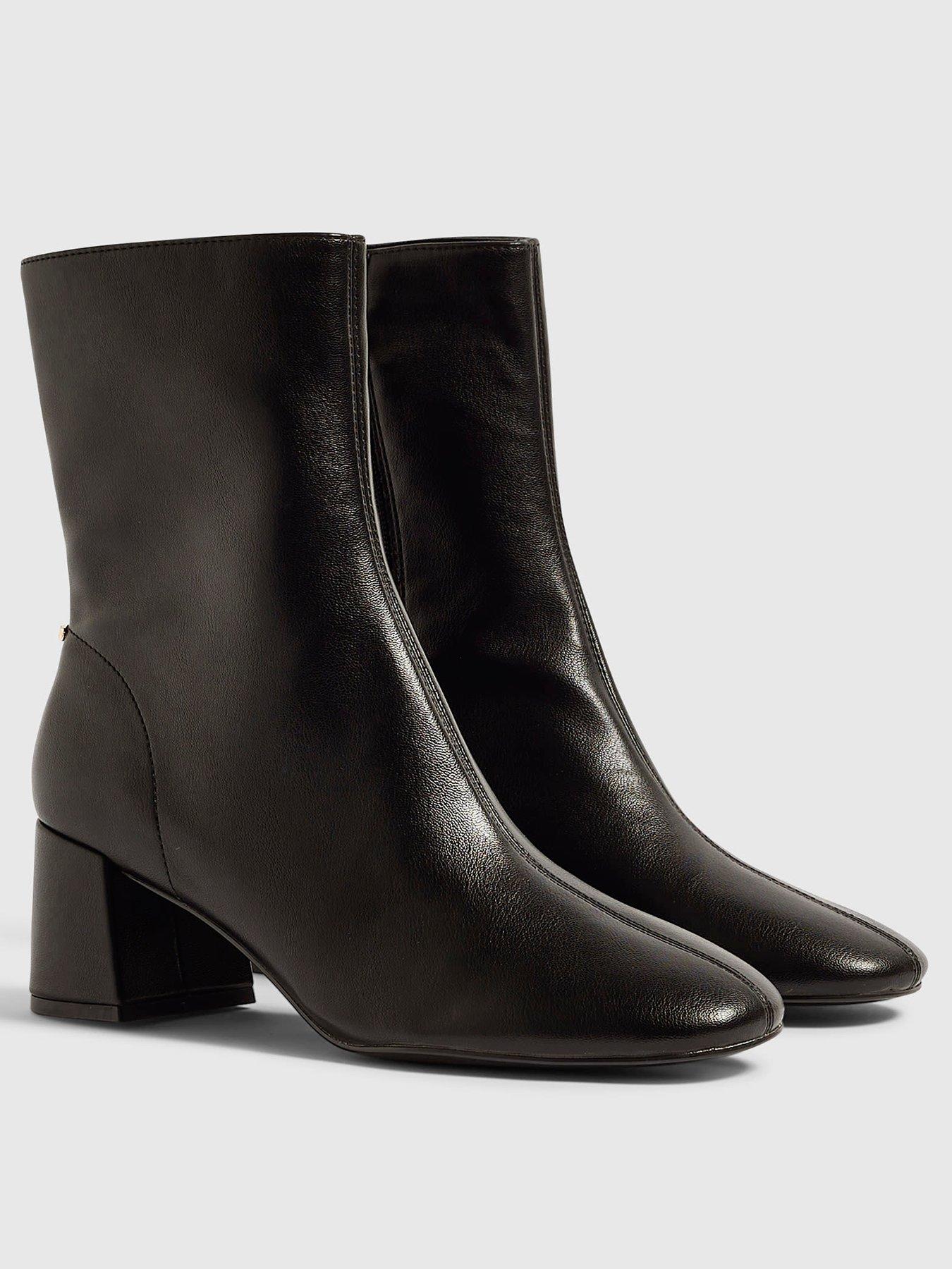 Image 2 of 5 of River Island Womens Block Heel Side Zip Ankle Boots - Black