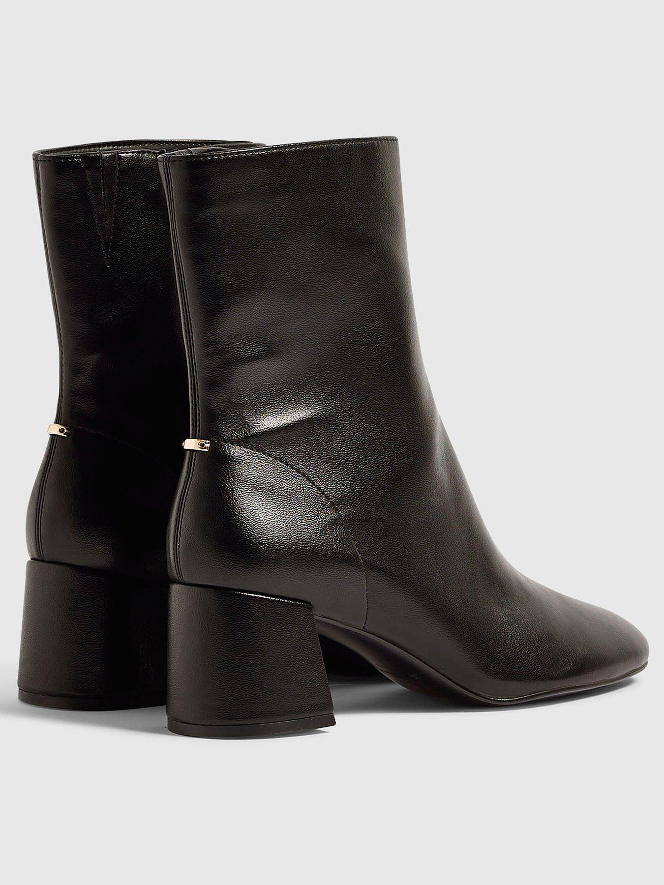 Image 3 of 5 of River Island Womens Block Heel Side Zip Ankle Boots - Black