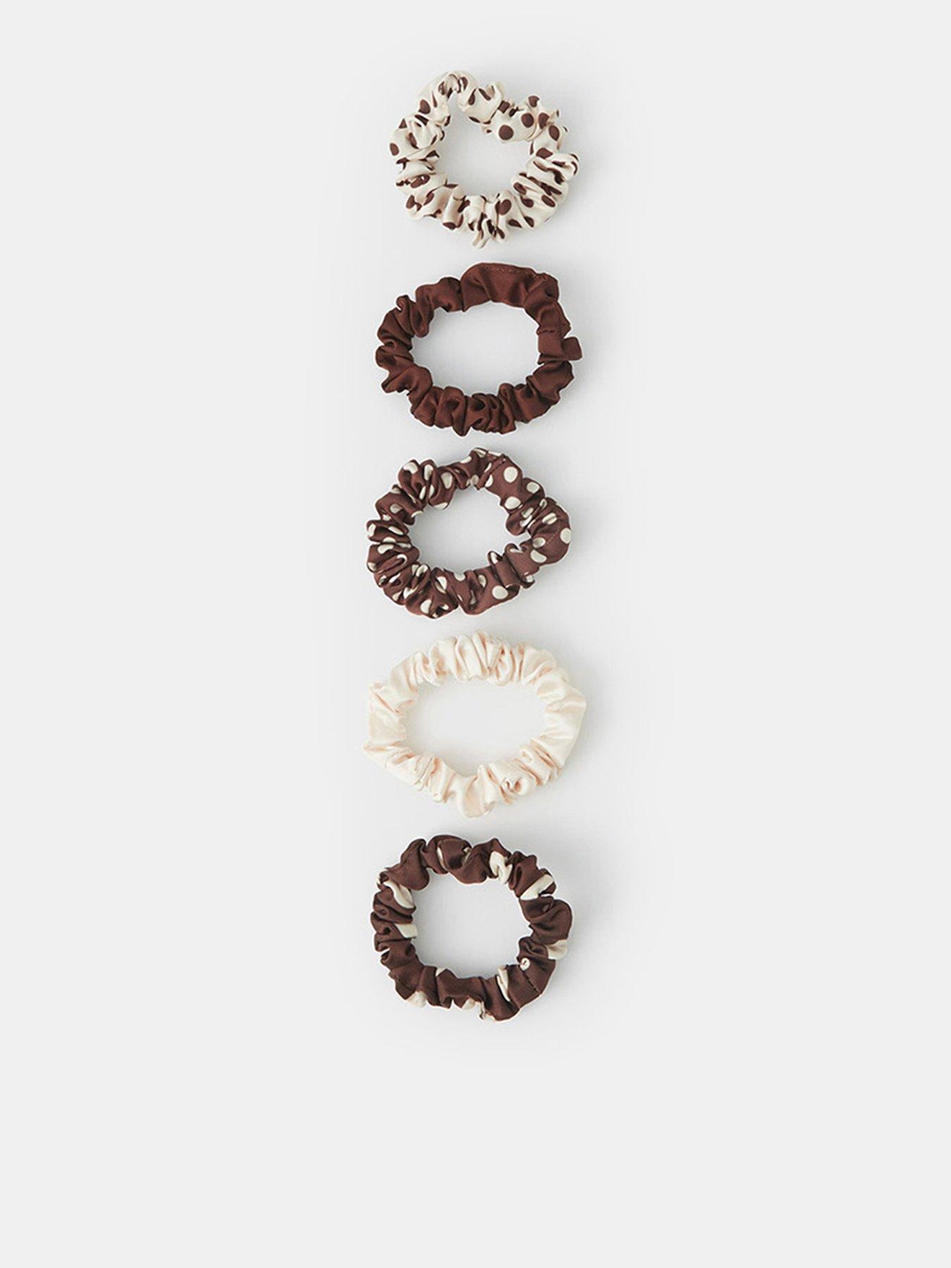Image 1 of 2 of Accessorize Polka Dot Skinny Scrunchie Set 5 Pack - Multi