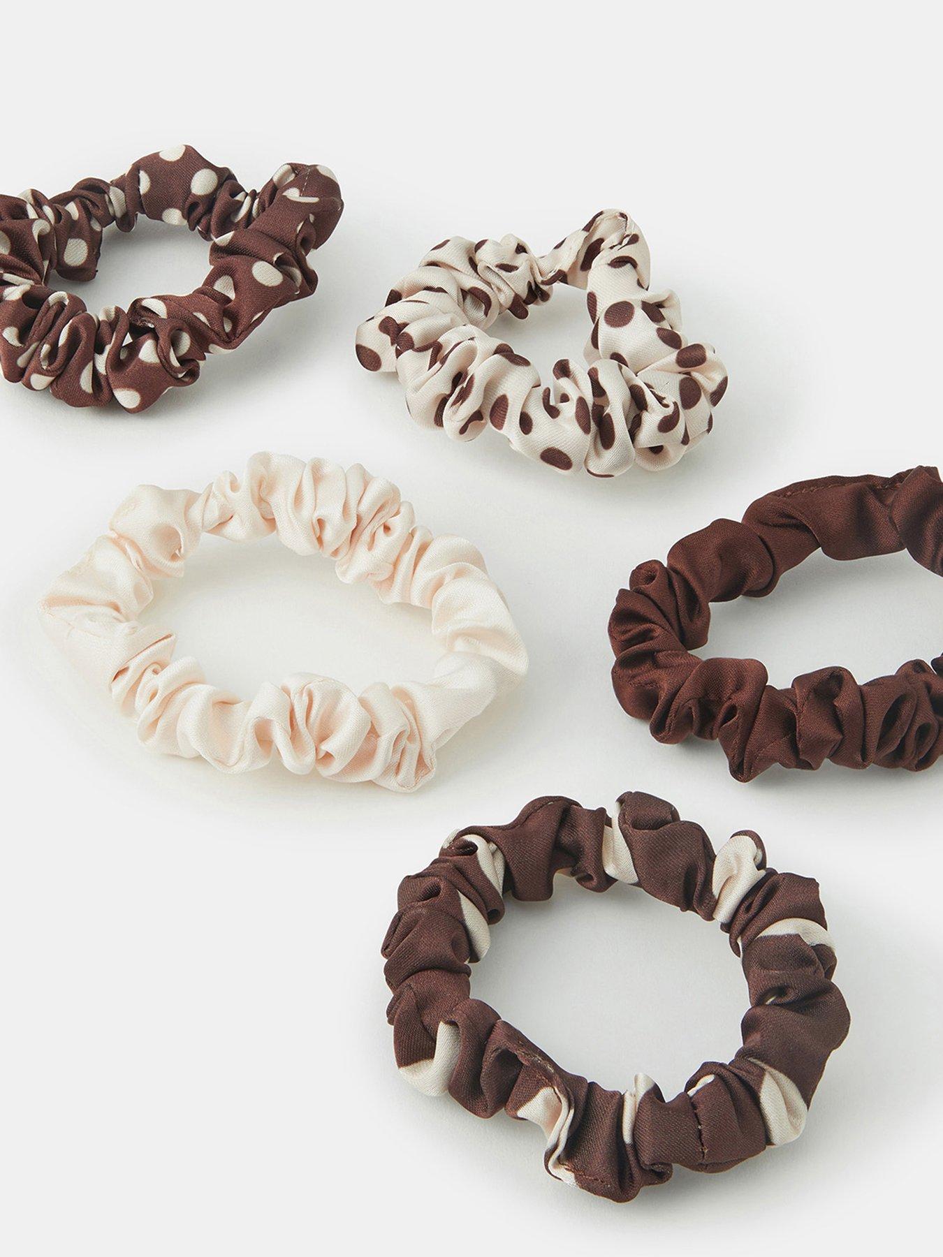 Image 2 of 2 of Accessorize Polka Dot Skinny Scrunchie Set 5 Pack - Multi