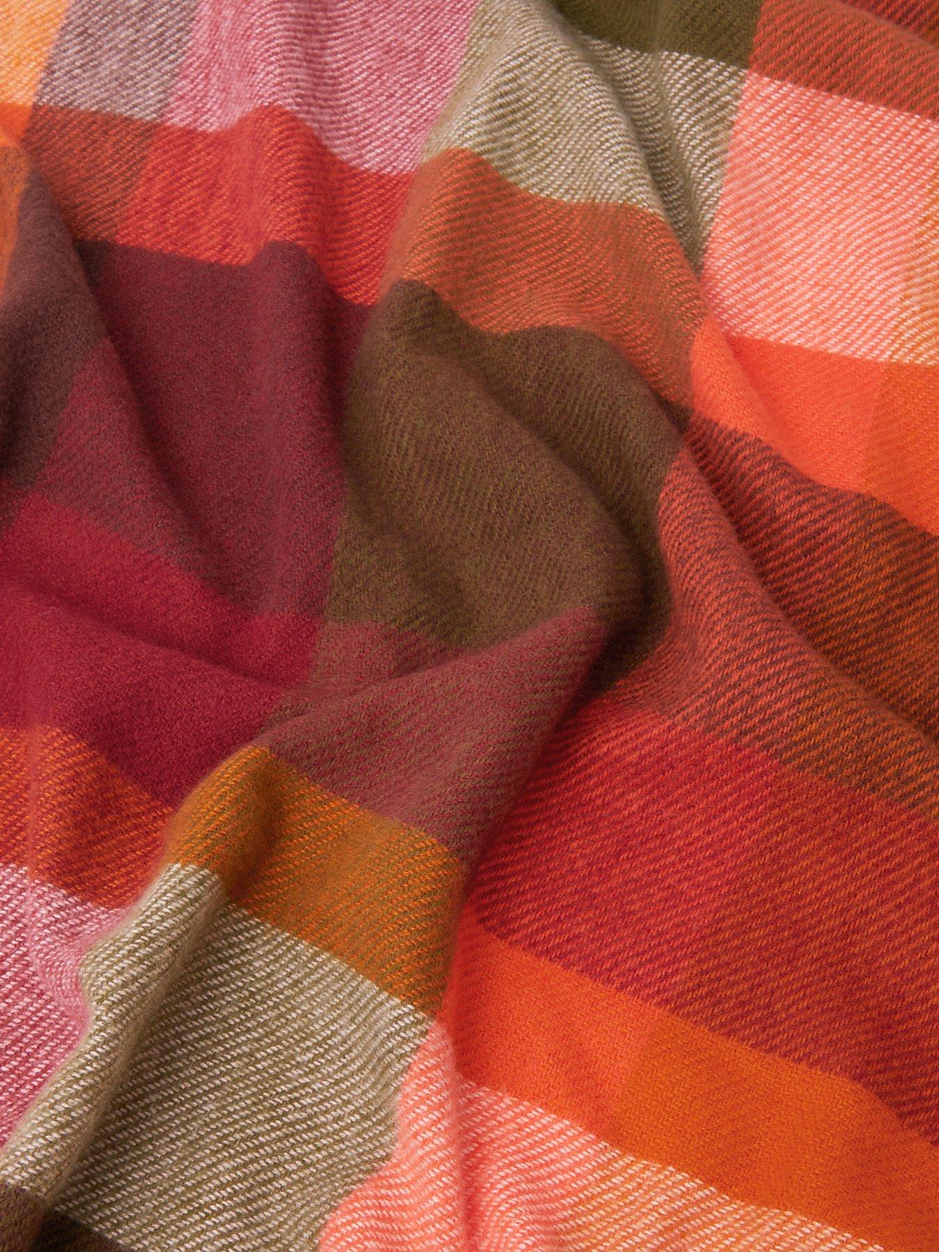 Image 2 of 2 of Accessorize Orange Cady Checked Blanket Scarf - Multi