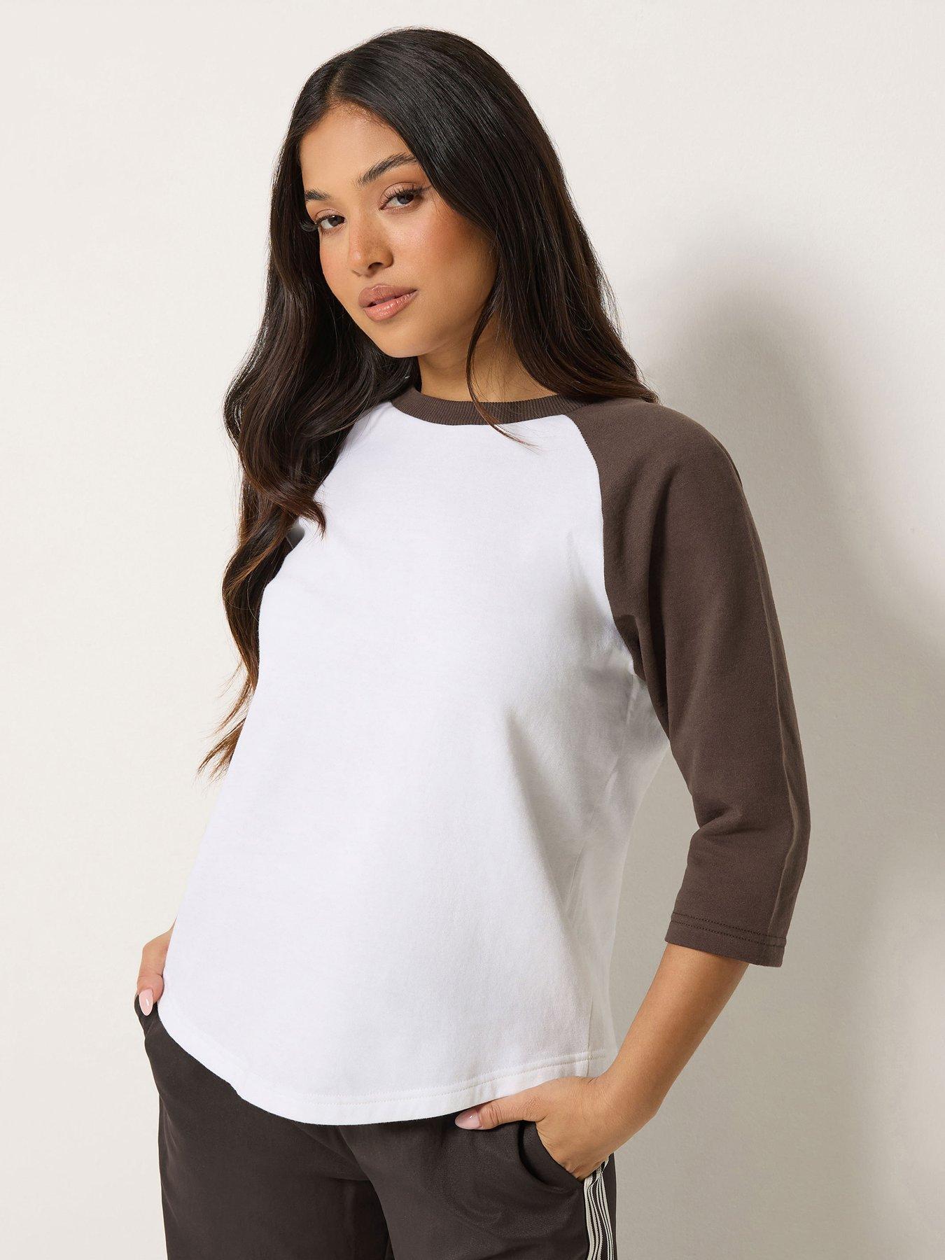 PixieGirl Petite 3/4 Sleeve Raglan Sweatshirt - Brown