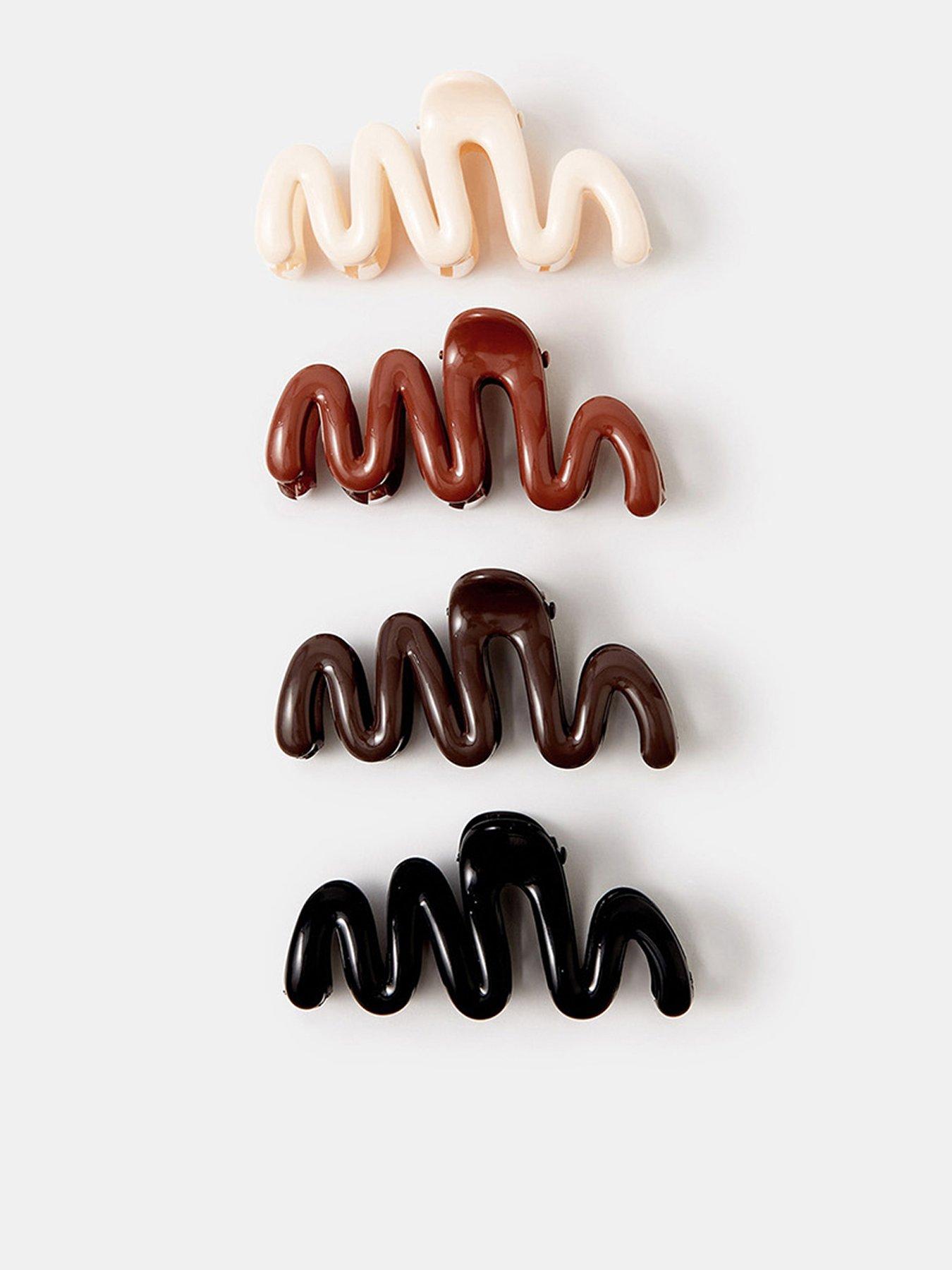 Accessorize Mini Glossy Wiggle Claw Clip Set 4 Pack - Multi