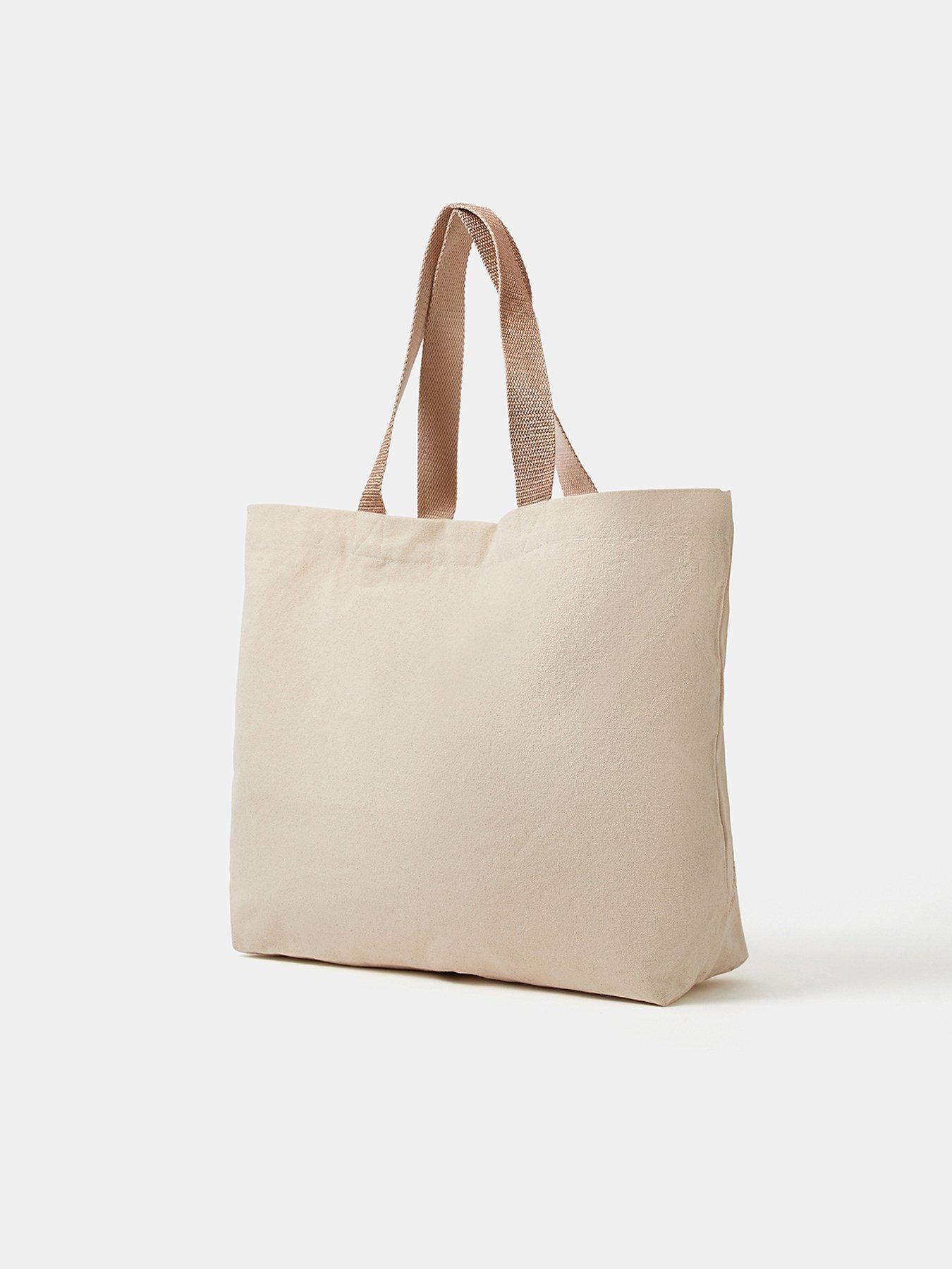 Image 3 of 5 of Accessorize Embroidered Metallic Shopper Bag - Cream