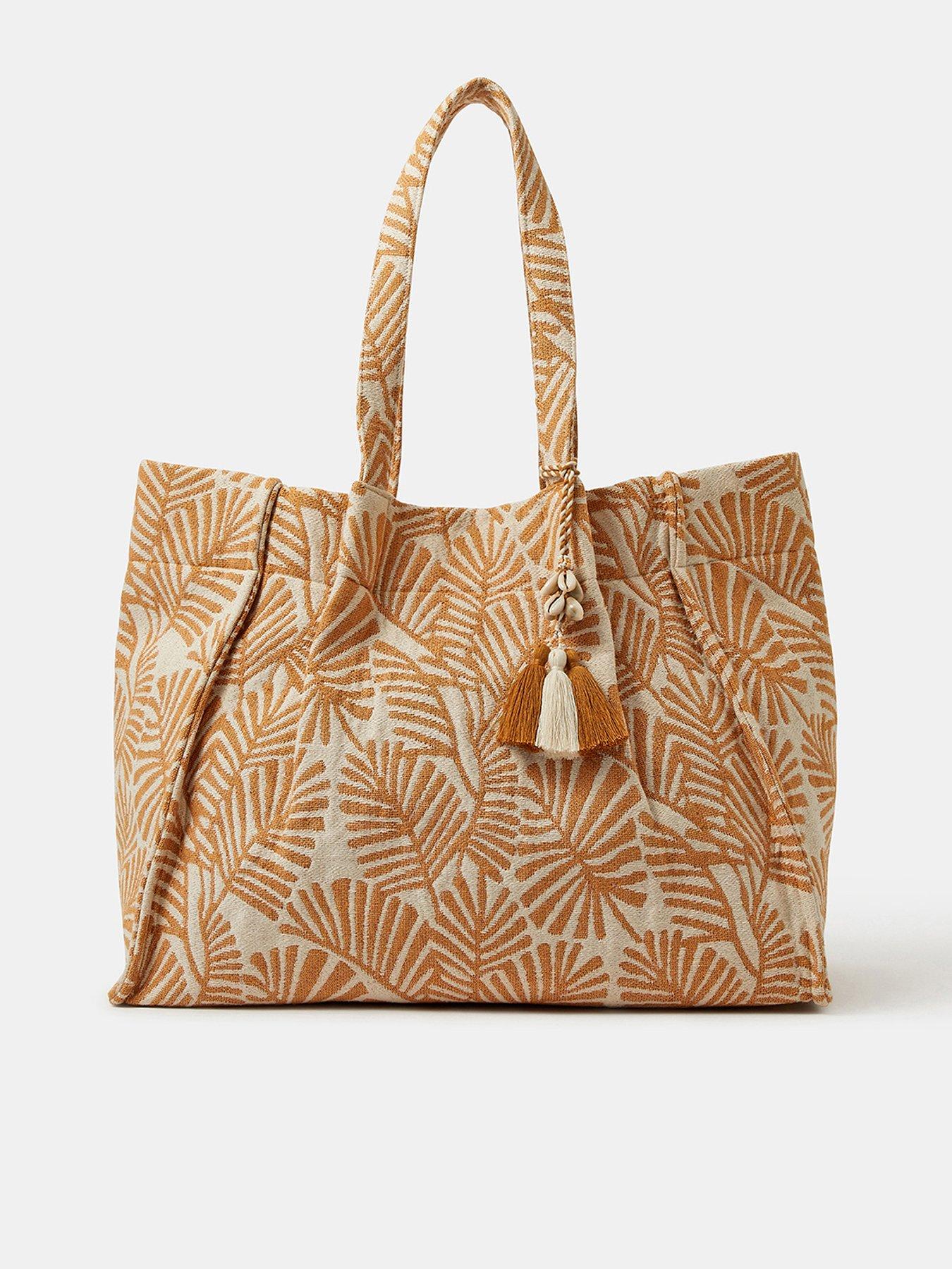 Monsoon Palm Leaf Beach Tote Bag - Cream