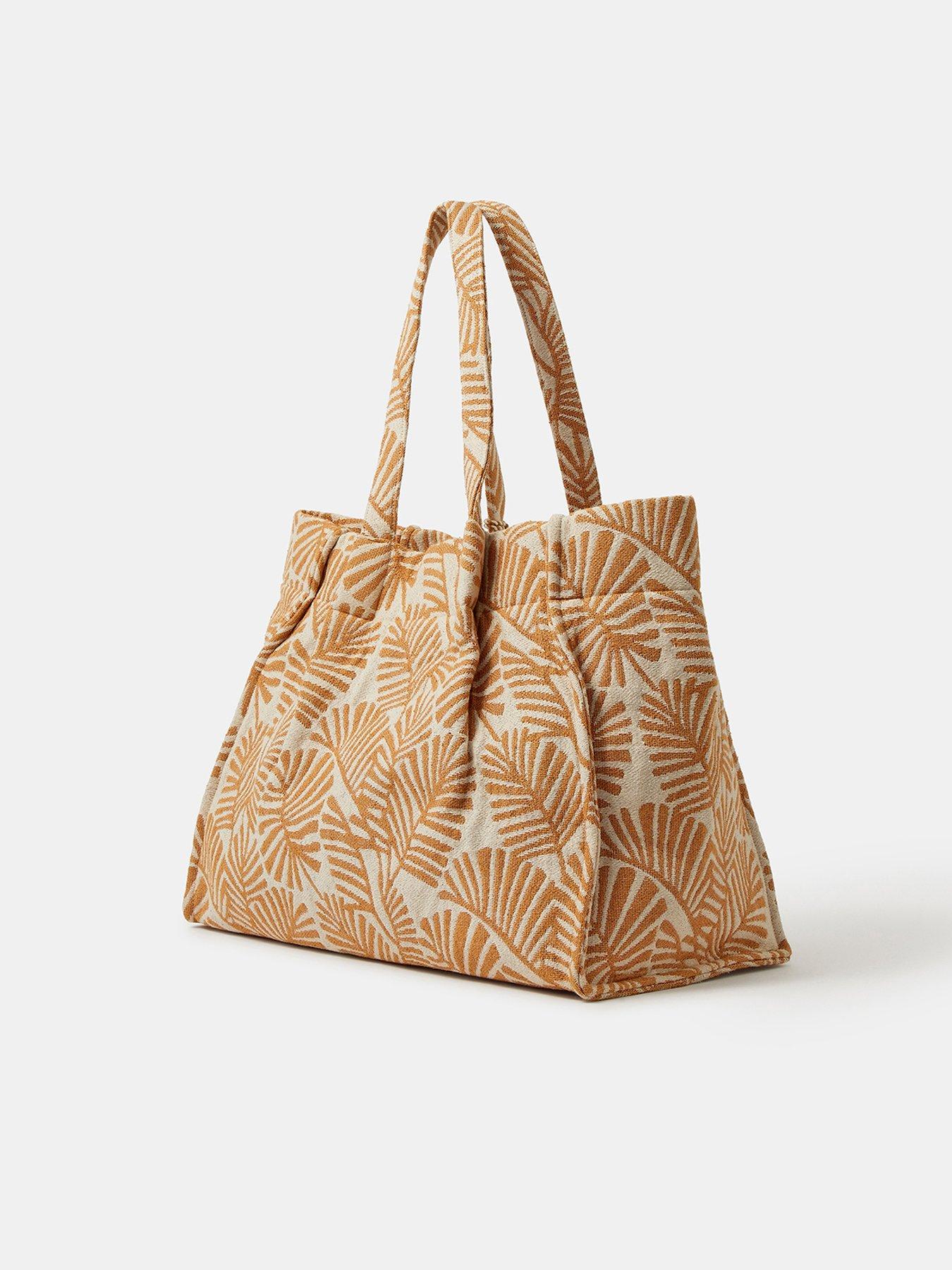 Image 3 of 5 of Accessorize Palm Leaf Beach Tote Bag - Cream
