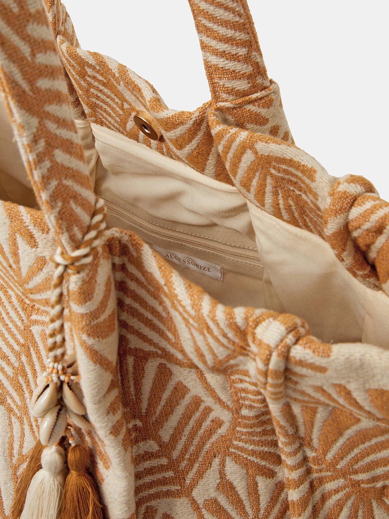 Image 4 of 5 of Accessorize Palm Leaf Beach Tote Bag - Cream