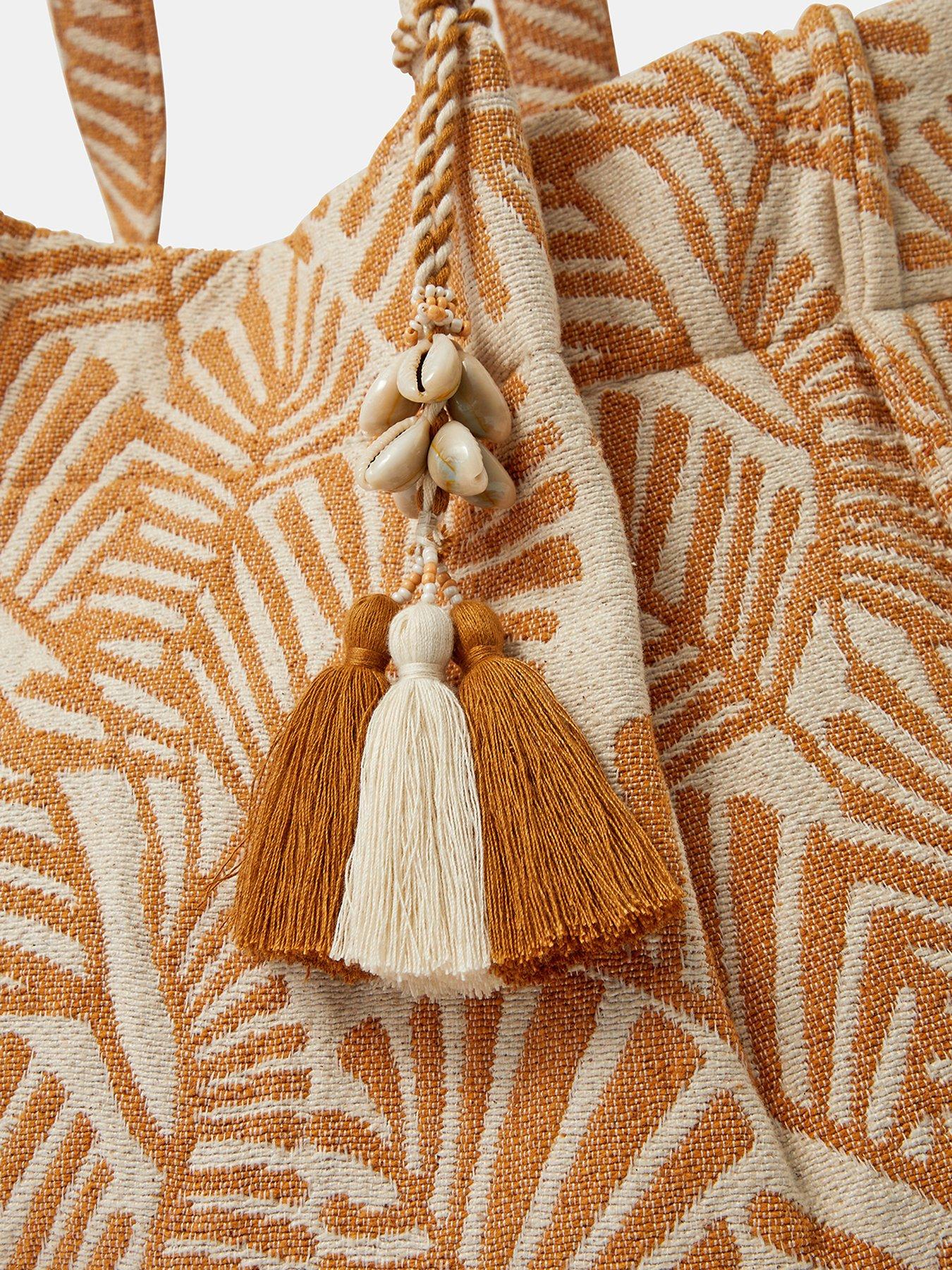 Image 5 of 5 of Accessorize Palm Leaf Beach Tote Bag - Cream