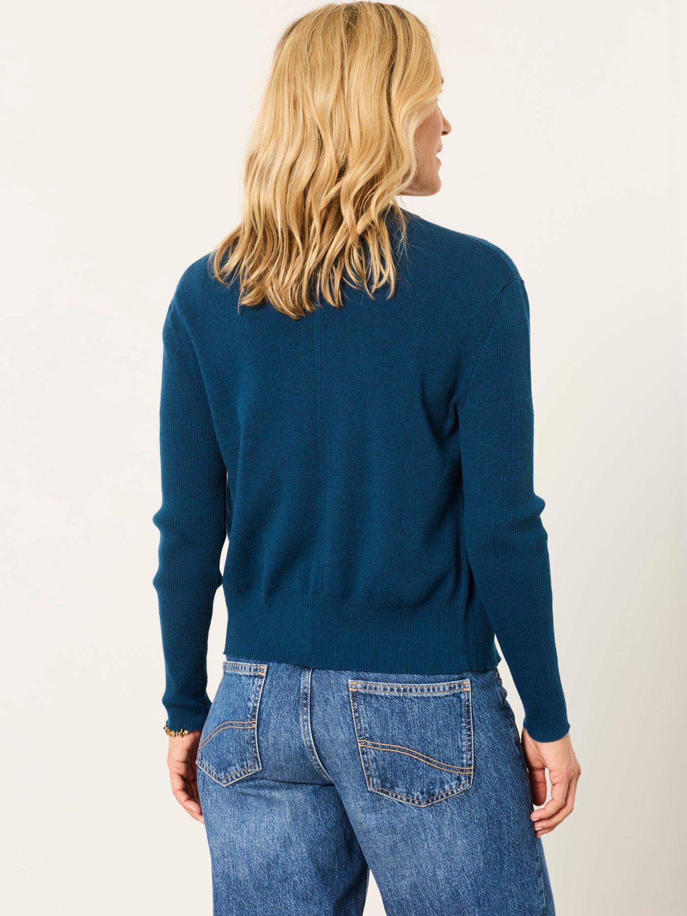 Image 2 of 6 of FatFace Women's Selene Button-Front Crew Neck Cardigan - Blue