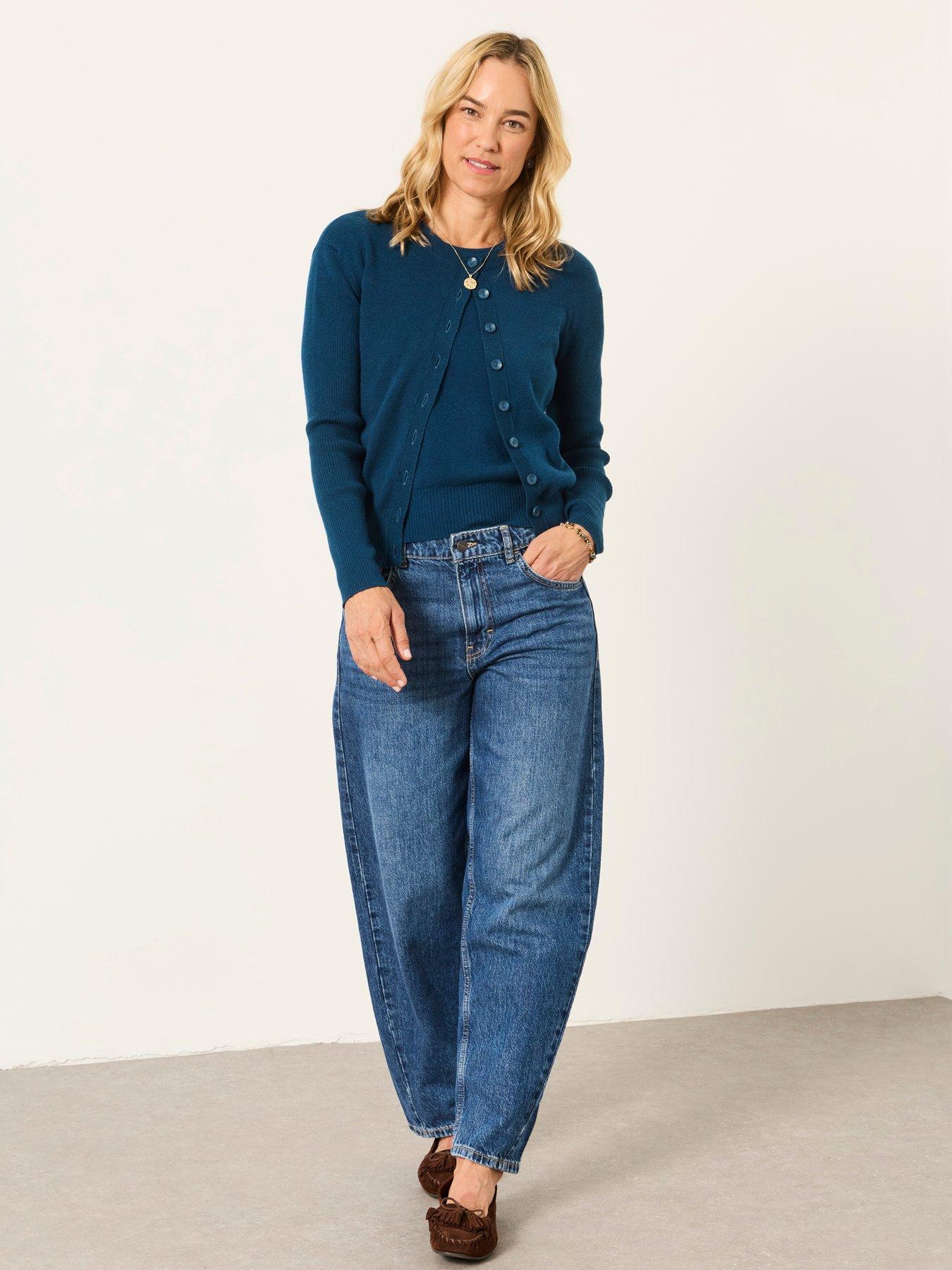 Image 3 of 6 of FatFace Women's Selene Button-Front Crew Neck Cardigan - Blue
