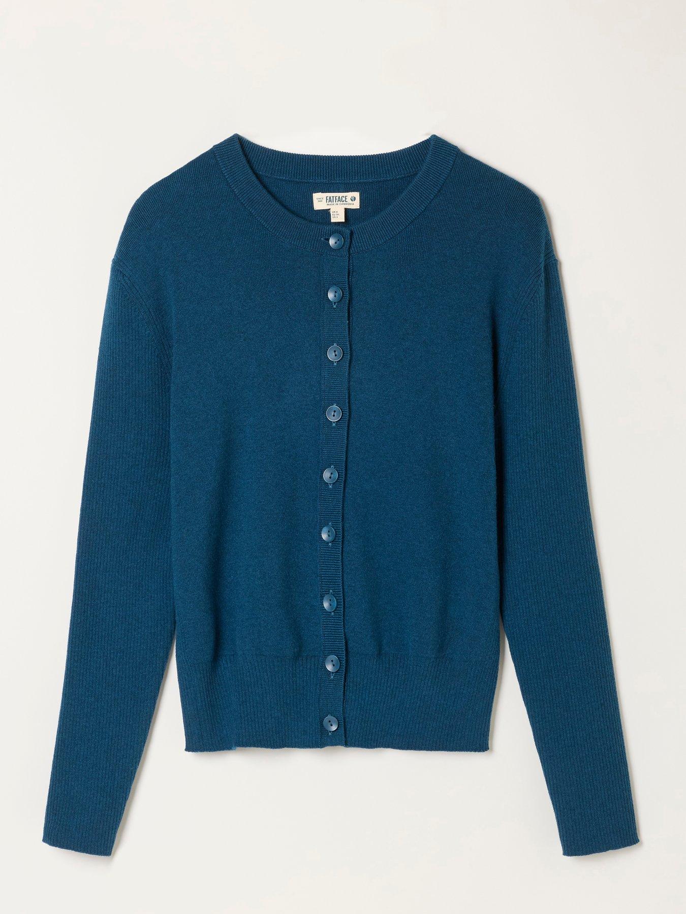 Image 6 of 6 of FatFace Women's Selene Button-Front Crew Neck Cardigan - Blue