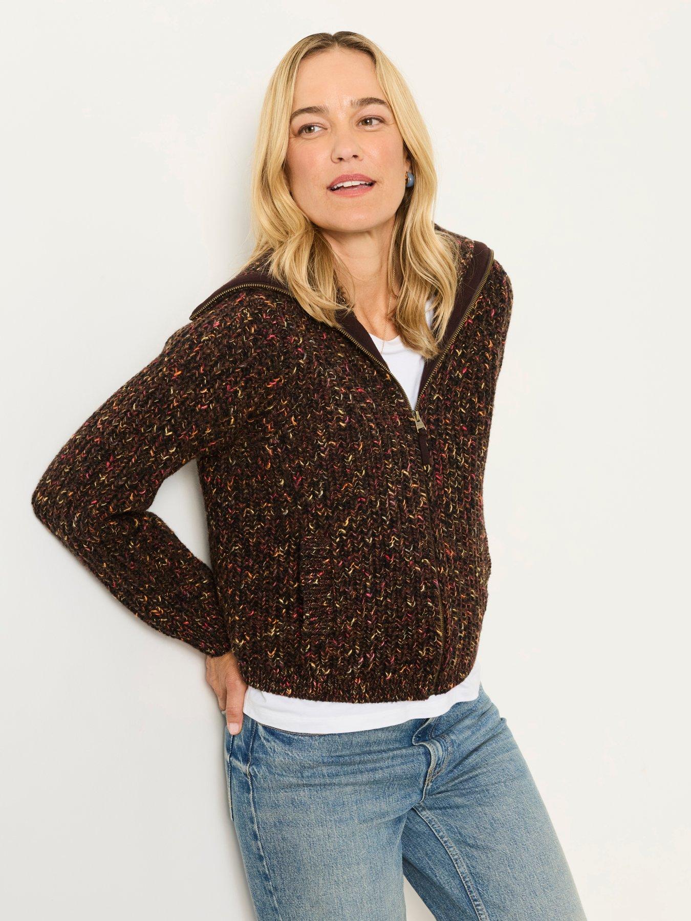 Image 1 of 6 of FatFace Copper Fleck Cardi - Brown