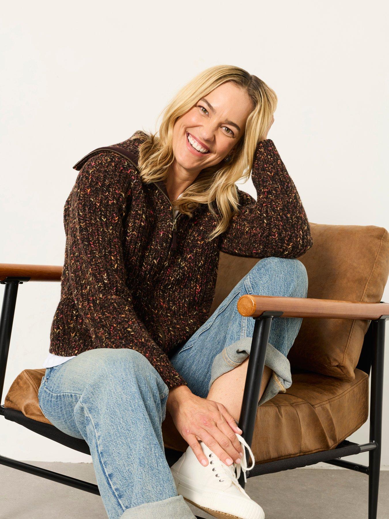 Image 4 of 6 of FatFace Copper Fleck Cardi - Brown