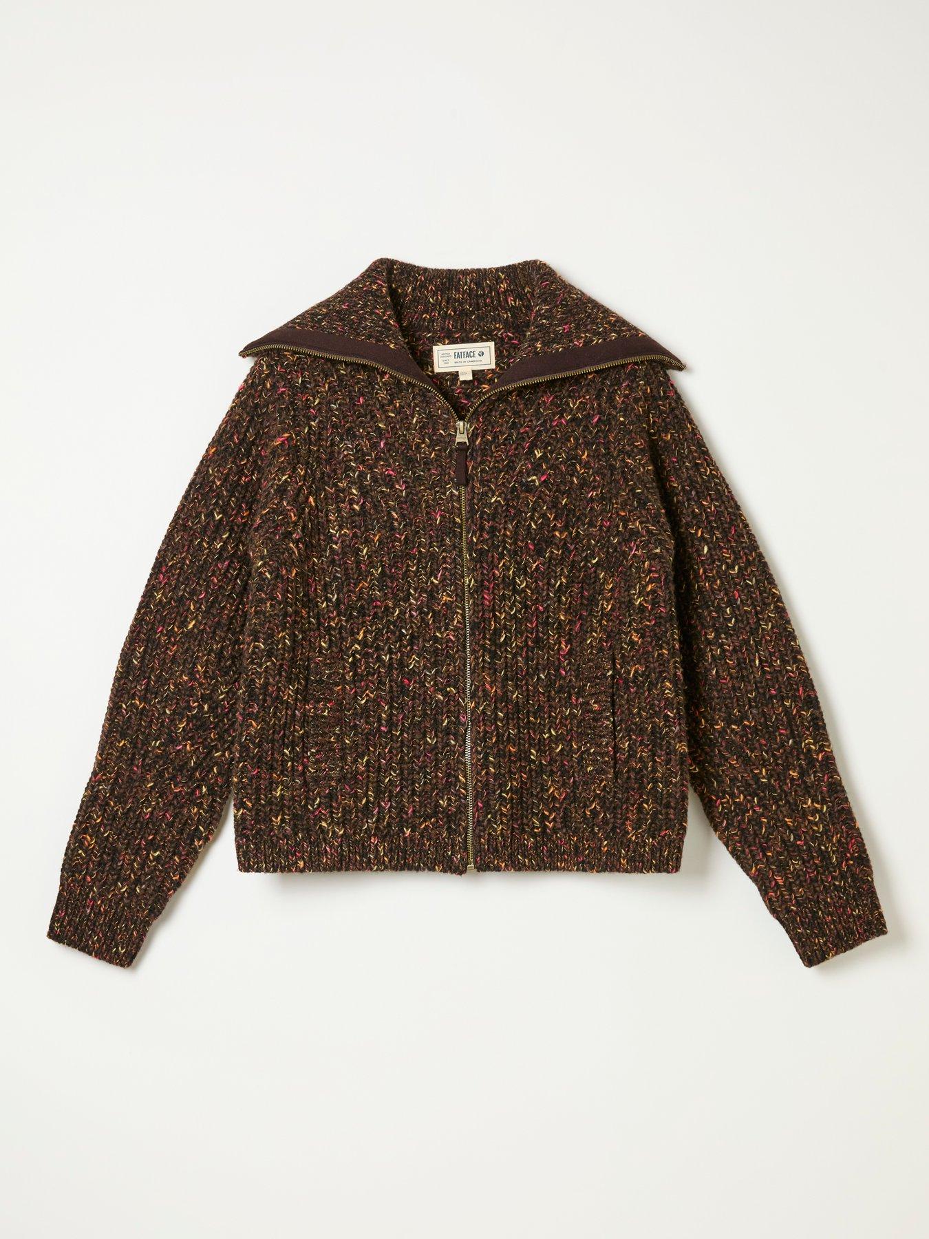 Image 6 of 6 of FatFace Copper Fleck Cardi - Brown
