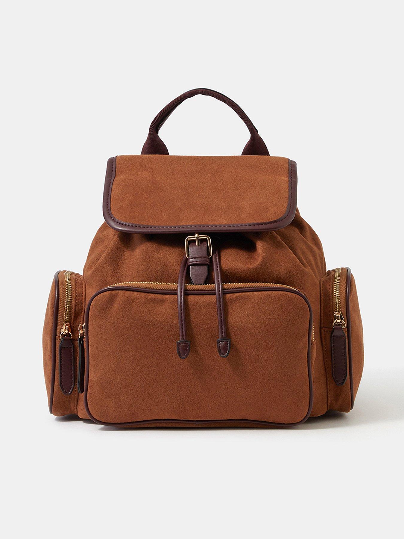 Monsoon Multi Pocket Suedette Backpack - Brown