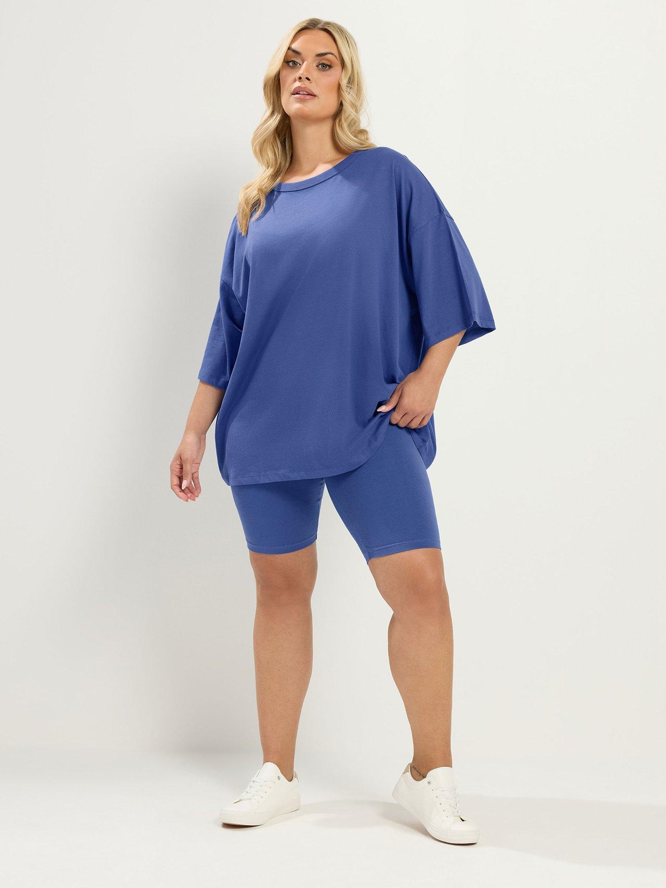 Image 3 of 4 of Yours Curve Oversized Boxy T-Shirt - Blue