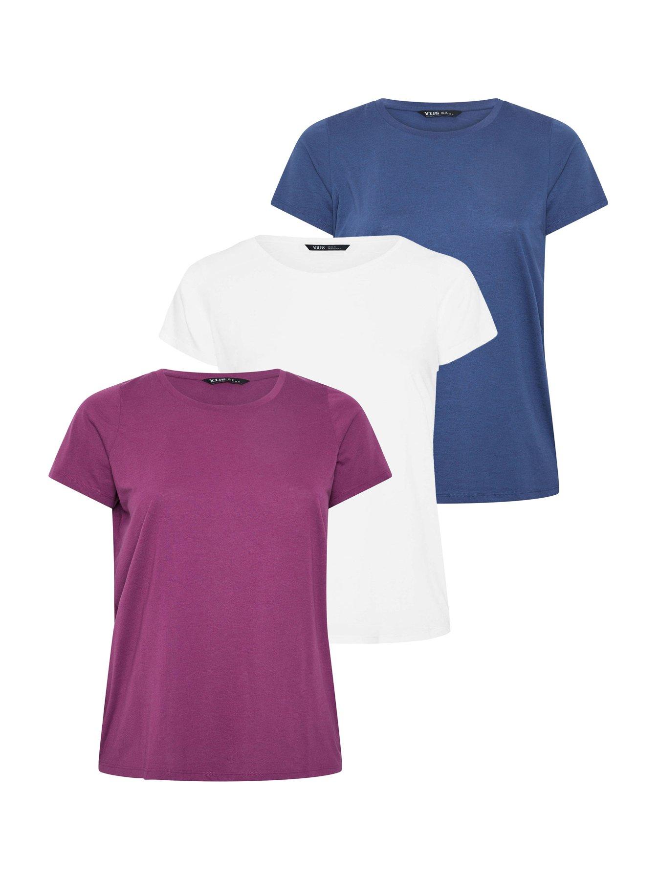 Image 5 of 5 of Yours Curve 3 Pack Short Sleeve T-Shirt - Multi