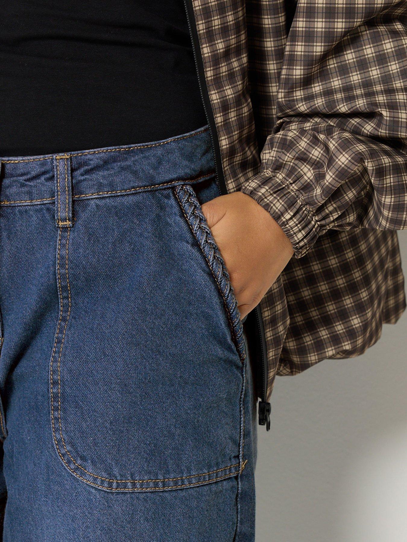 Image 4 of 4 of PixieGirl Petite Plait Pocket Wide Leg Jean