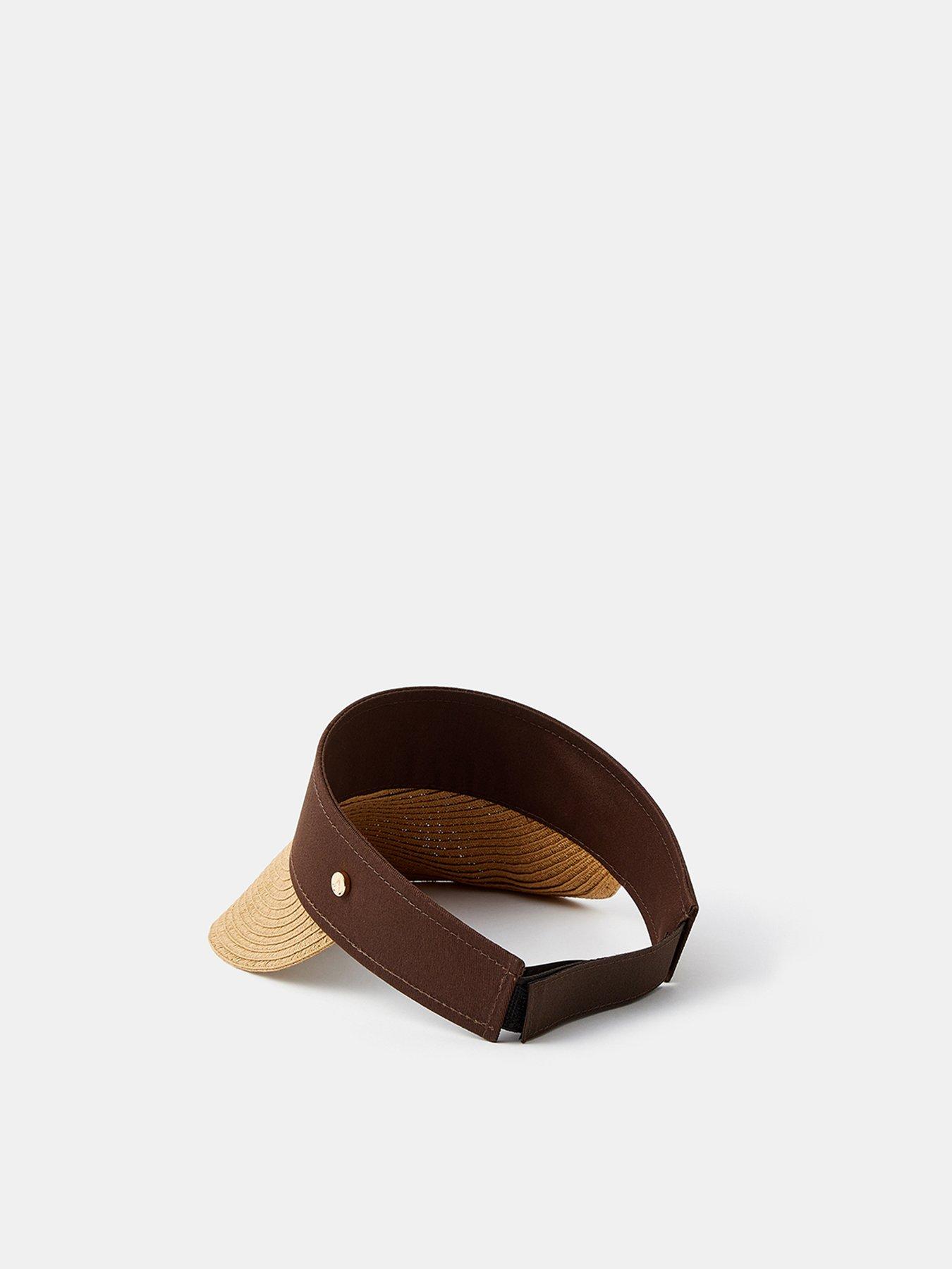 Image 3 of 4 of Accessorize Contrast Band Straw Visor - Brown