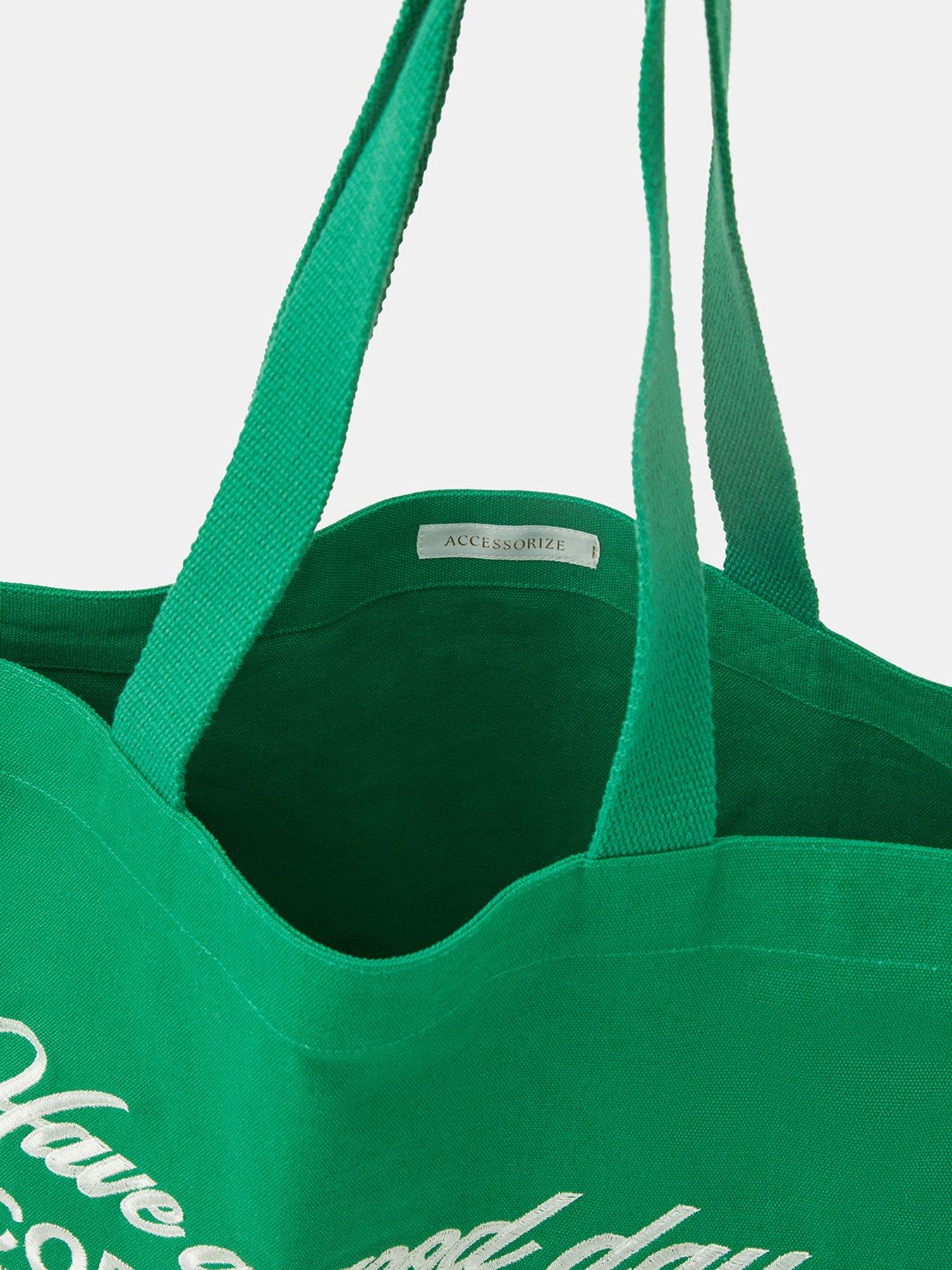 Image 4 of 4 of Accessorize Coffee Club Slogan Shopper Tote Bag - Green
