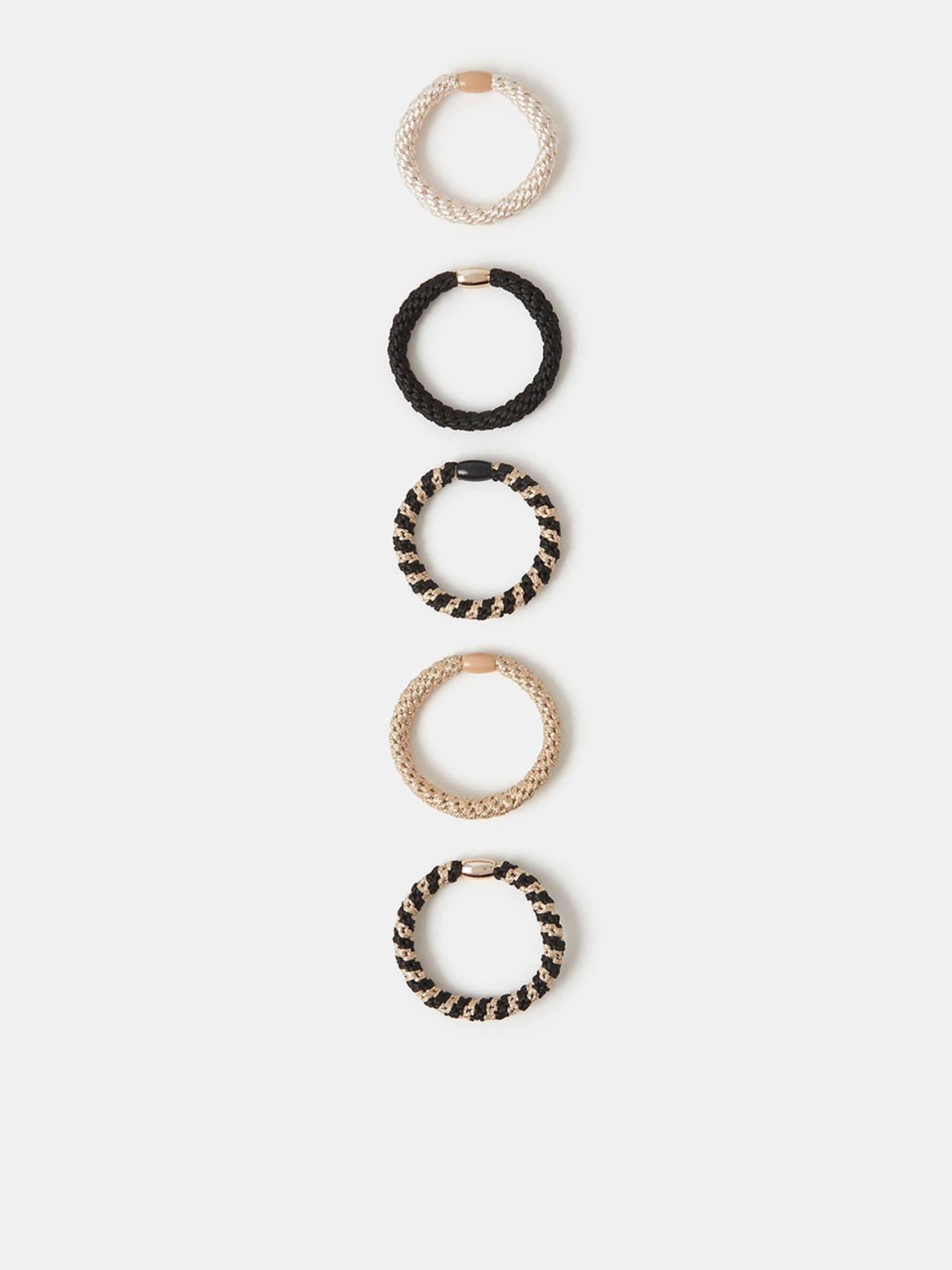 Image 1 of 2 of Accessorize Mono Cord Hair Tie Set 5 Pack - Multi