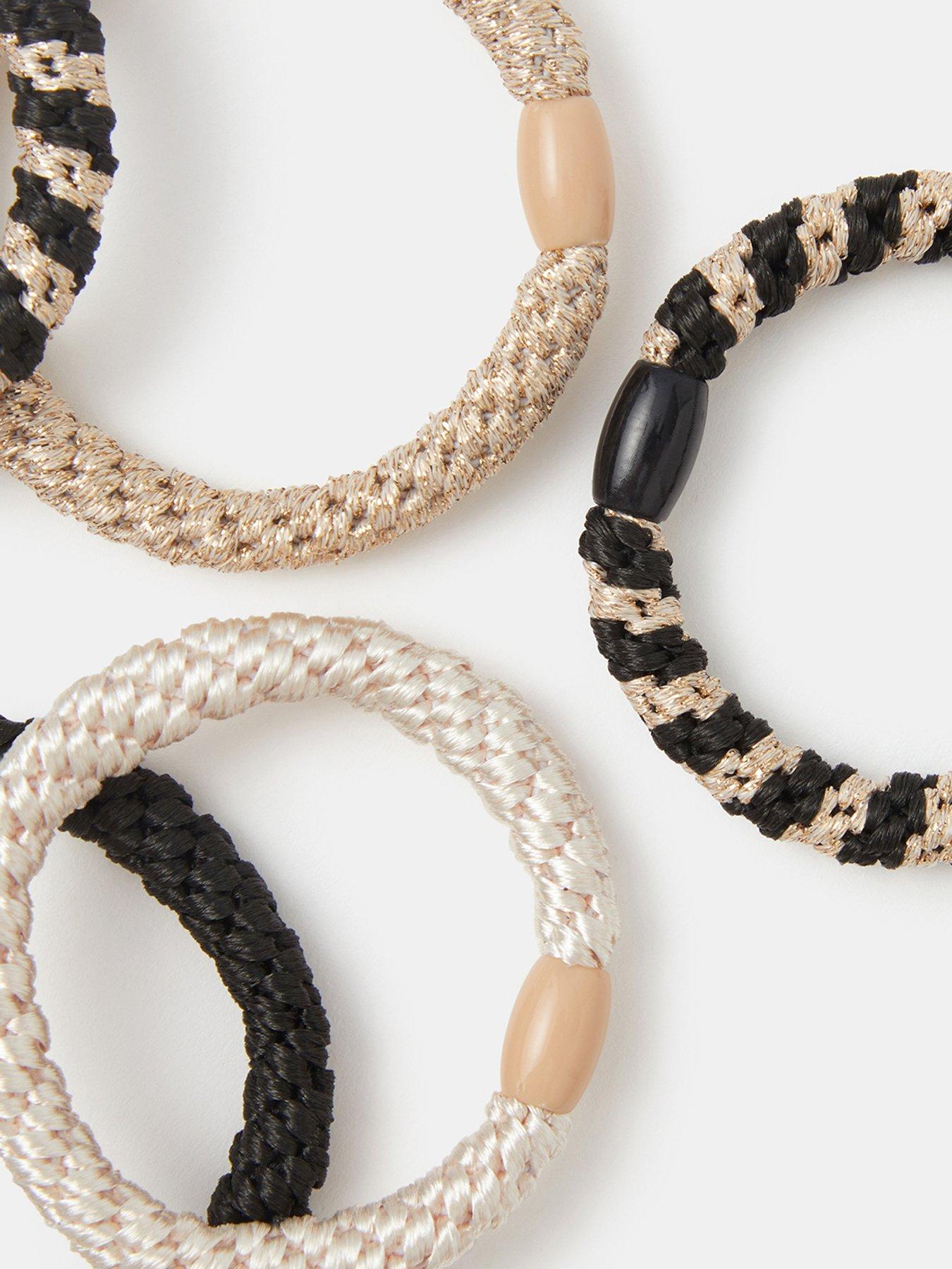 Image 2 of 2 of Accessorize Mono Cord Hair Tie Set 5 Pack - Multi