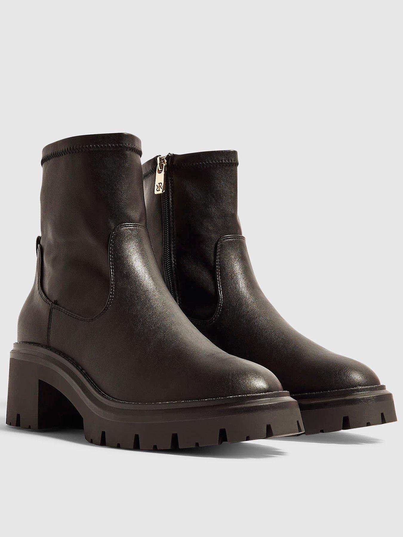 Image 2 of 5 of River Island Womens Chunky Cleated Zip Chelsea Boots - Black