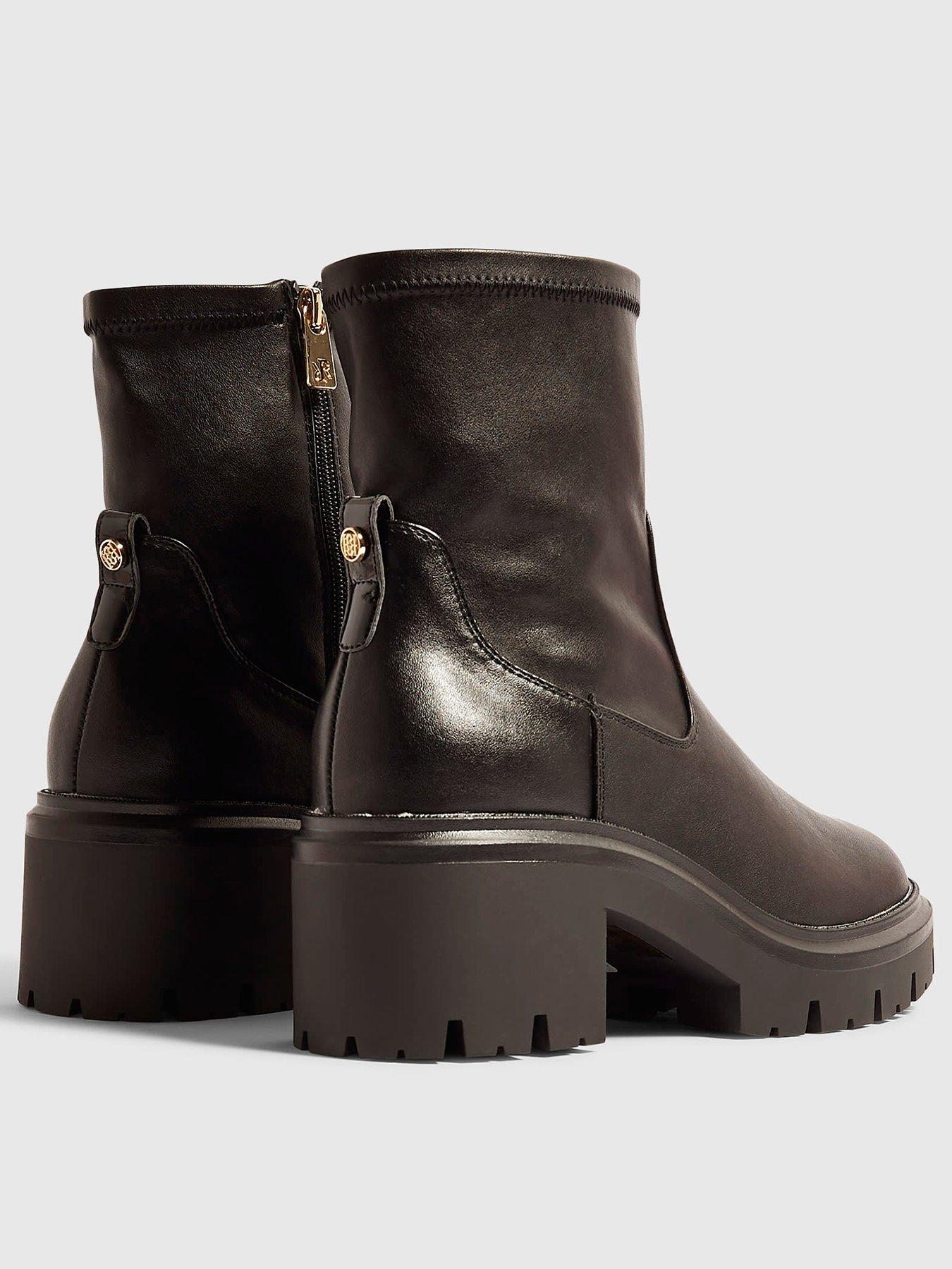 Image 3 of 5 of River Island Womens Chunky Cleated Zip Chelsea Boots - Black