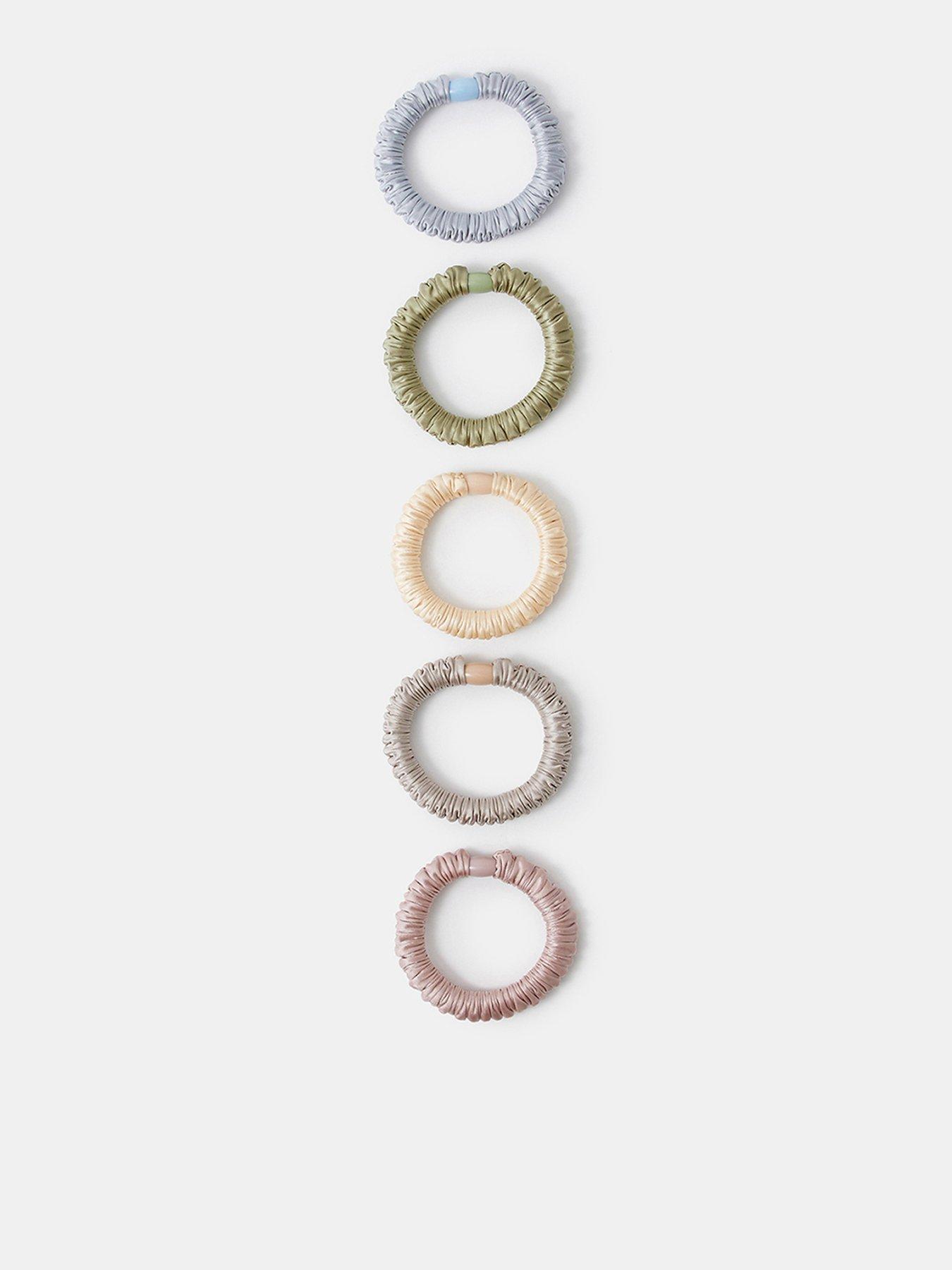 Accessorize 5 Pack Ruched Satin Scrunchies - Multi