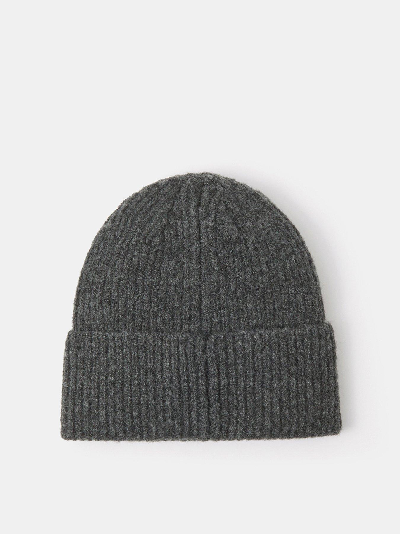 Image 3 of 4 of Accessorize Ribbed Heart Embroidered Beanie Hat - Grey