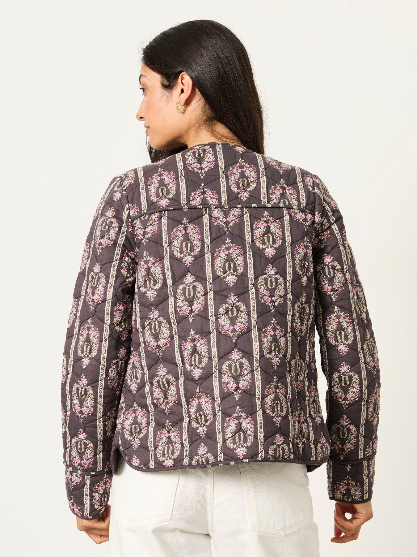 Image 2 of 6 of FatFace Paisley Stripe Quilted Jacket - Grey