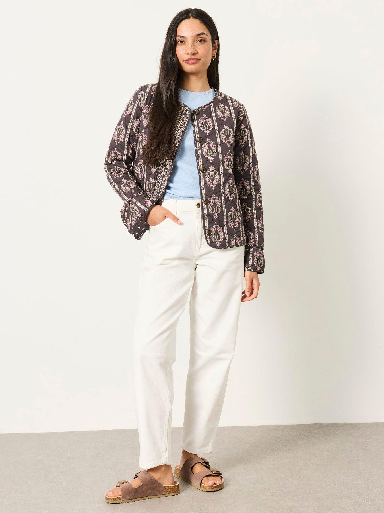 Image 3 of 6 of FatFace Paisley Stripe Quilted Jacket - Grey