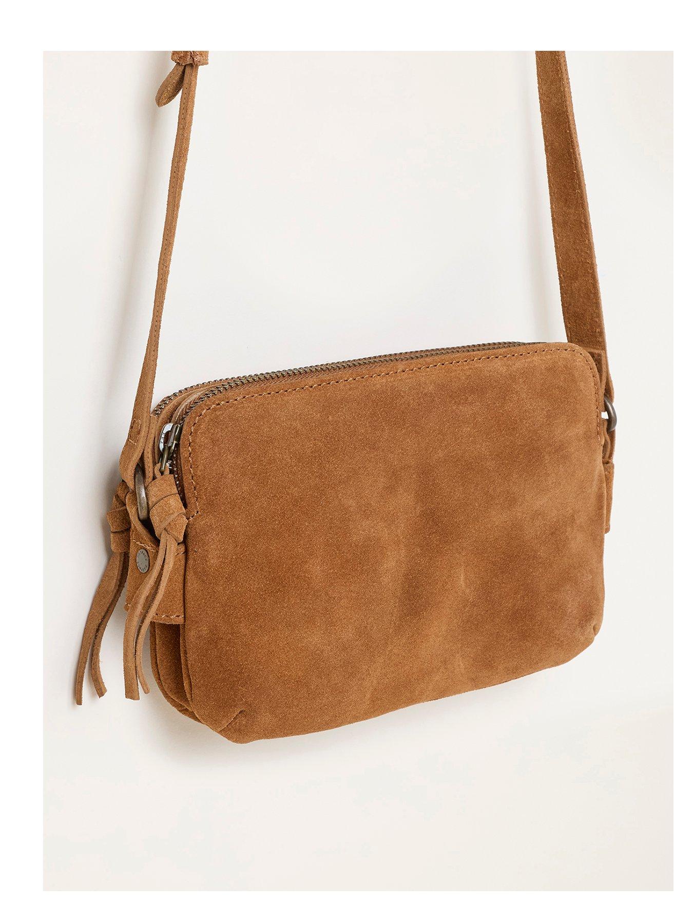 Image 1 of 4 of FatFace Womens Suede Triple Zip Camera Bag - Brown