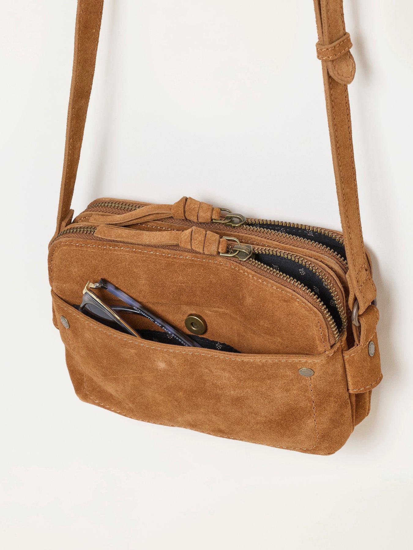 Image 3 of 4 of FatFace Womens Suede Triple Zip Camera Bag - Brown