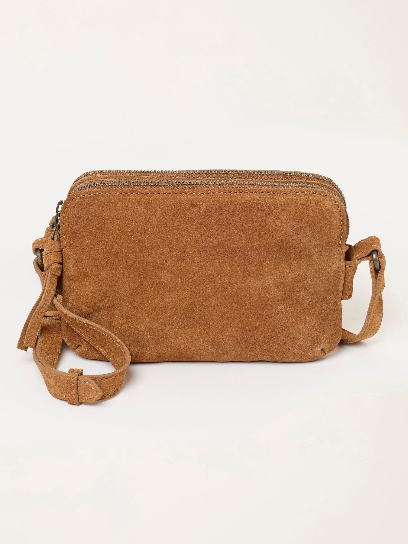 Image 4 of 4 of FatFace Womens Suede Triple Zip Camera Bag - Brown