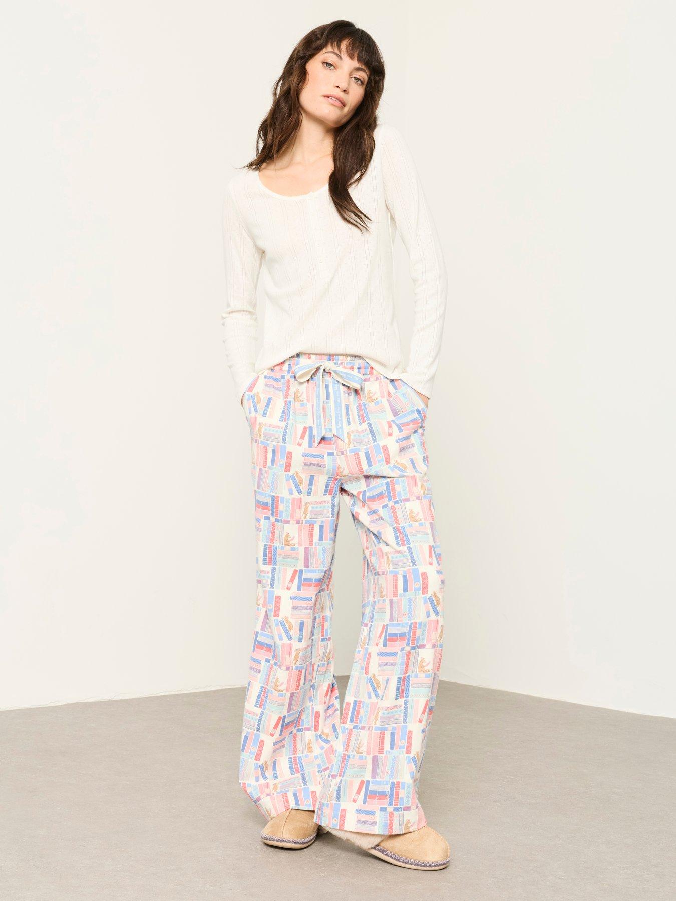 Image 3 of 7 of FatFace Women's Lola Books Wide Leg Pyjama Bottoms - Multi