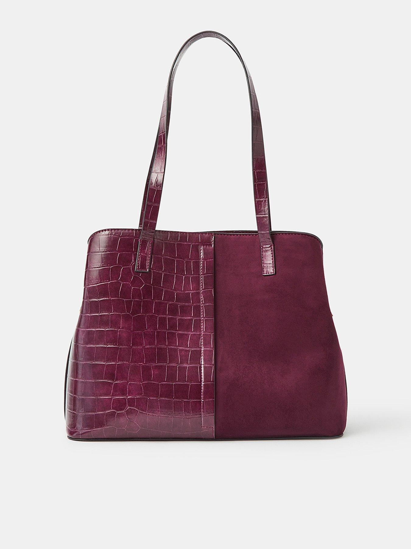Accessorize Faux Croc Shoulder Bag with Webbing Strap - Red