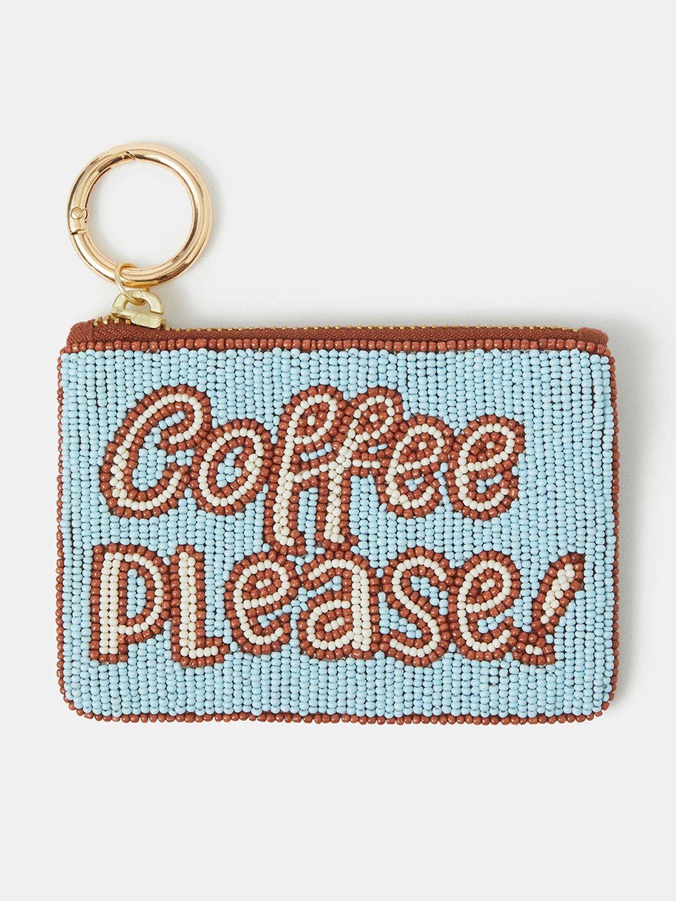 Accessorize Beaded Coin Purse Keyring - Blue