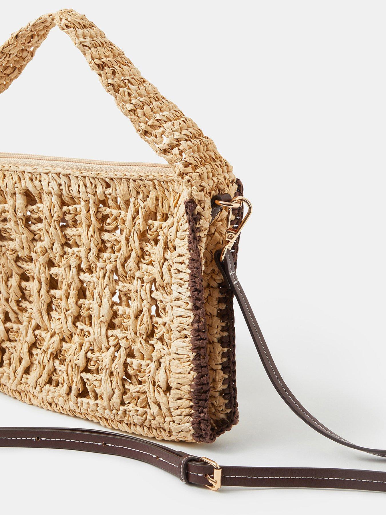 Image 3 of 4 of Accessorize Woven Shoulder Bag - Cream
