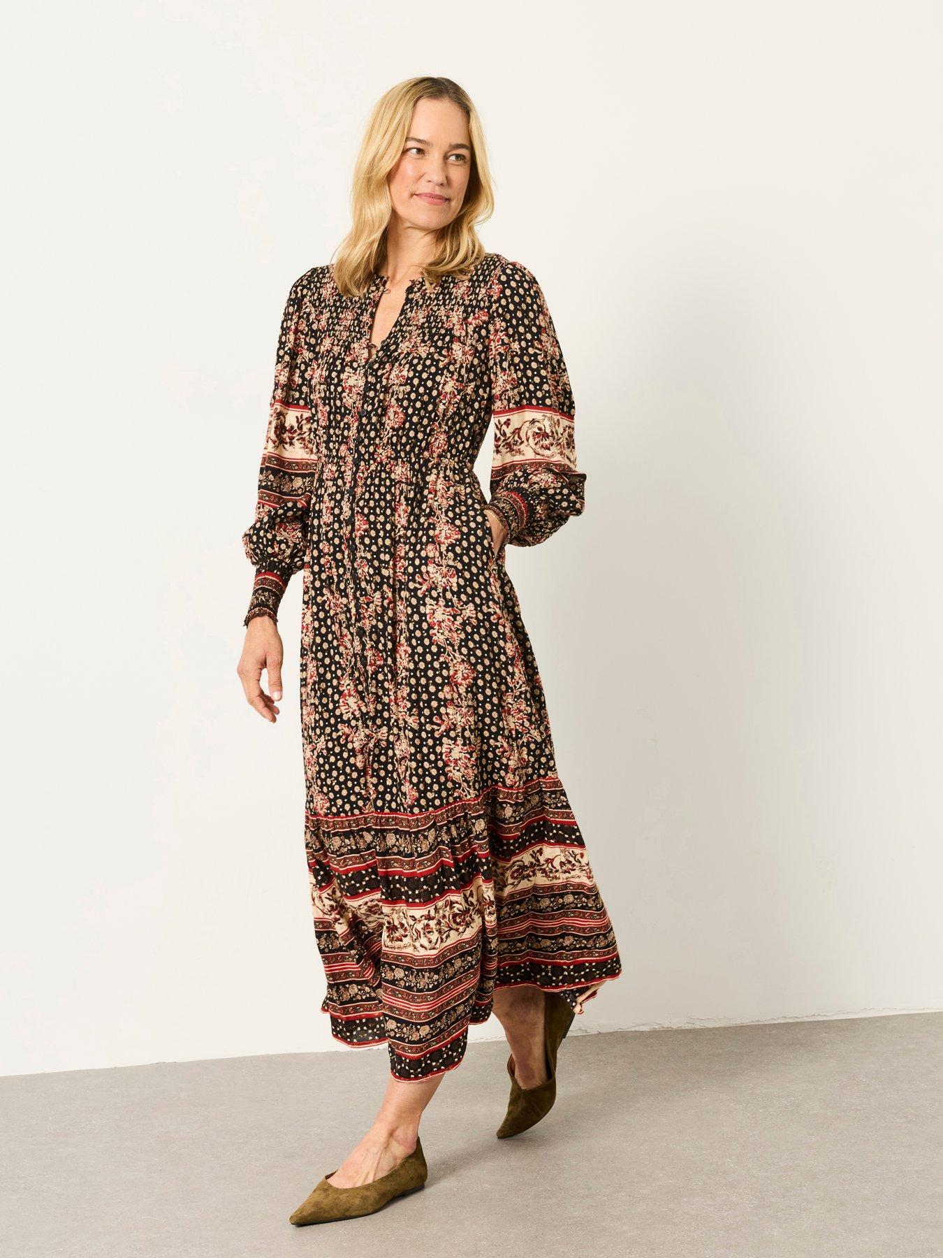 Image 1 of 6 of FatFace Women's Isabella Floral Maxi Dress - Black