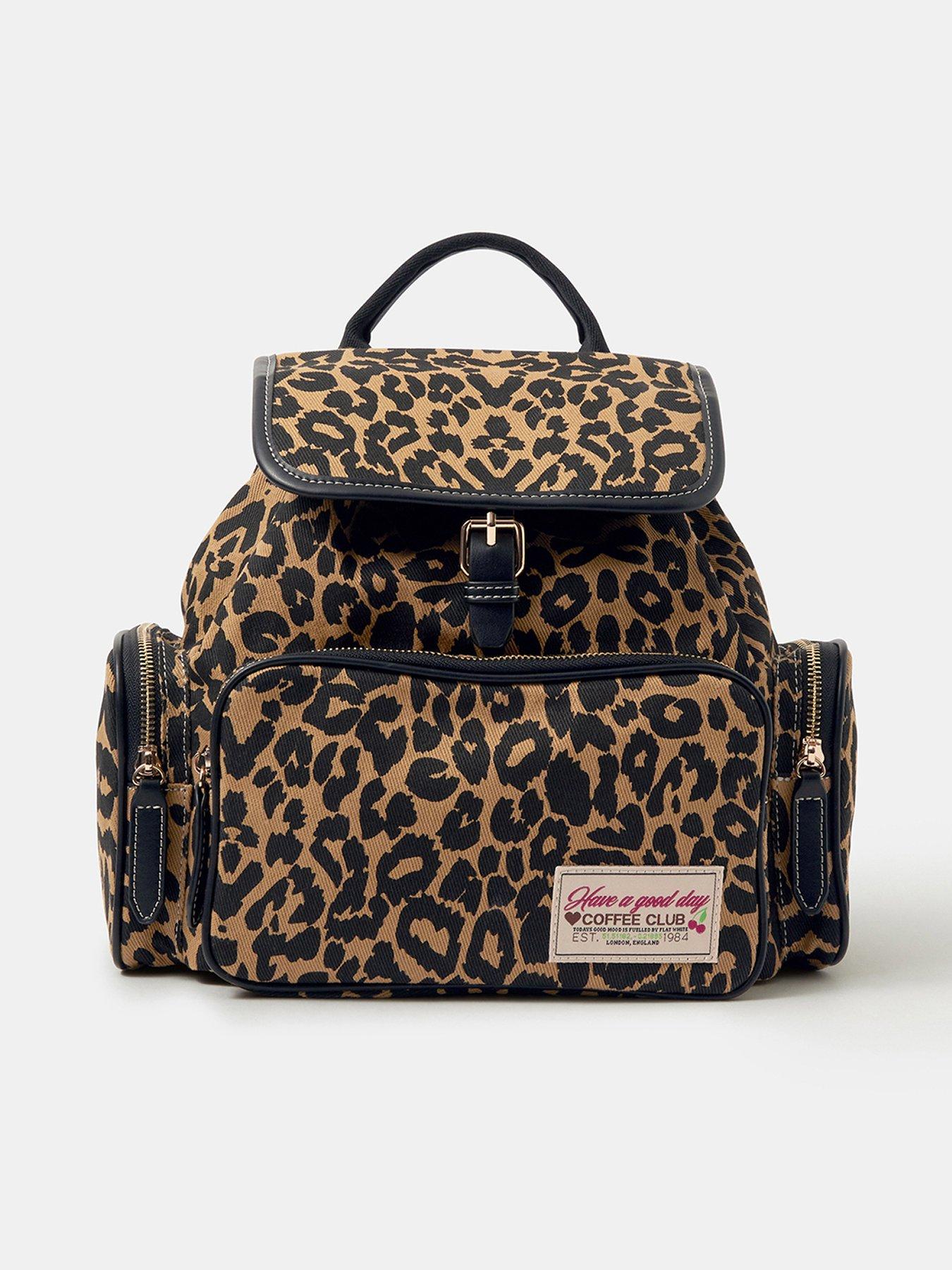 Image 1 of 5 of Accessorize Animal Print Backpack - Brown
