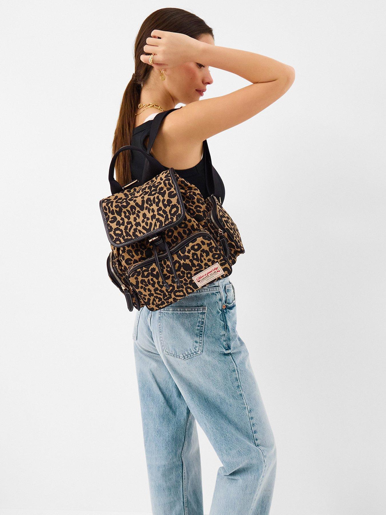 Image 2 of 5 of Accessorize Animal Print Backpack - Brown