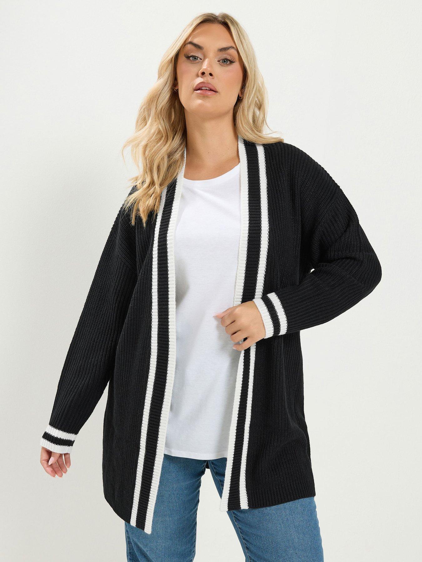 Image 1 of 4 of Yours Curve Contrast Edge Cardigan - Black