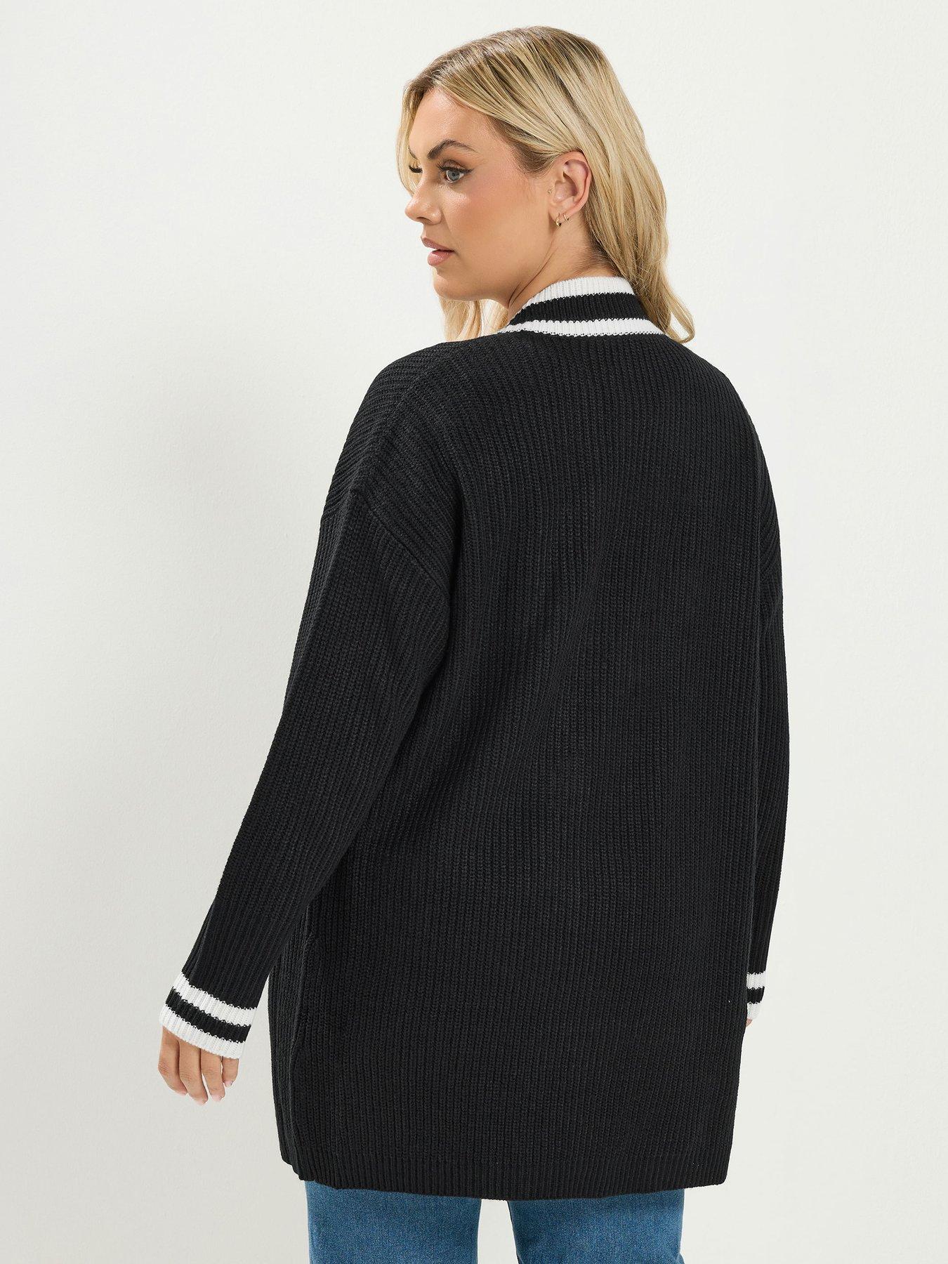 Image 2 of 4 of Yours Curve Contrast Edge Cardigan - Black