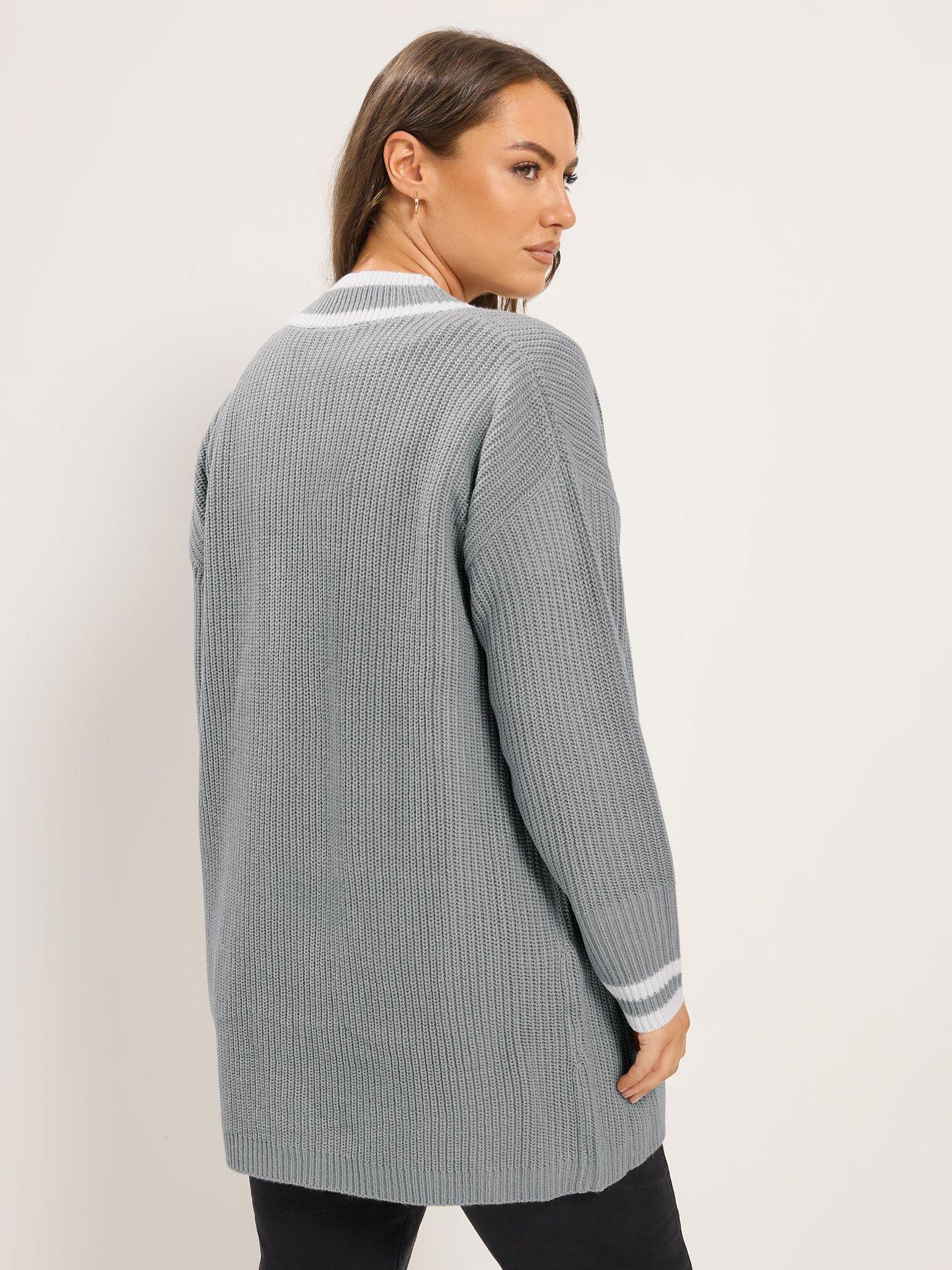 Image 2 of 4 of Yours Curve Contrast Edge Cardigan - Grey