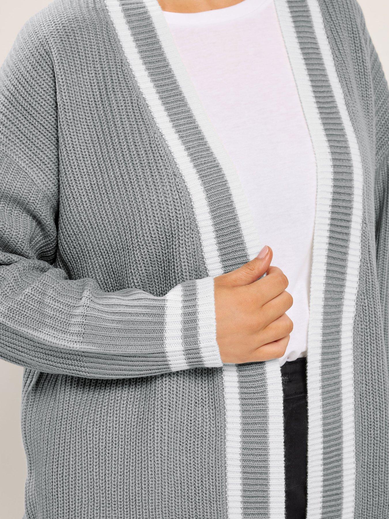 Image 4 of 4 of Yours Curve Contrast Edge Cardigan - Grey