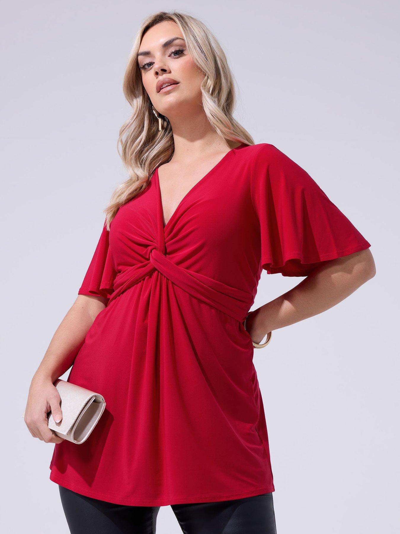 Yours Curve Knot Detail Front Top - Red
