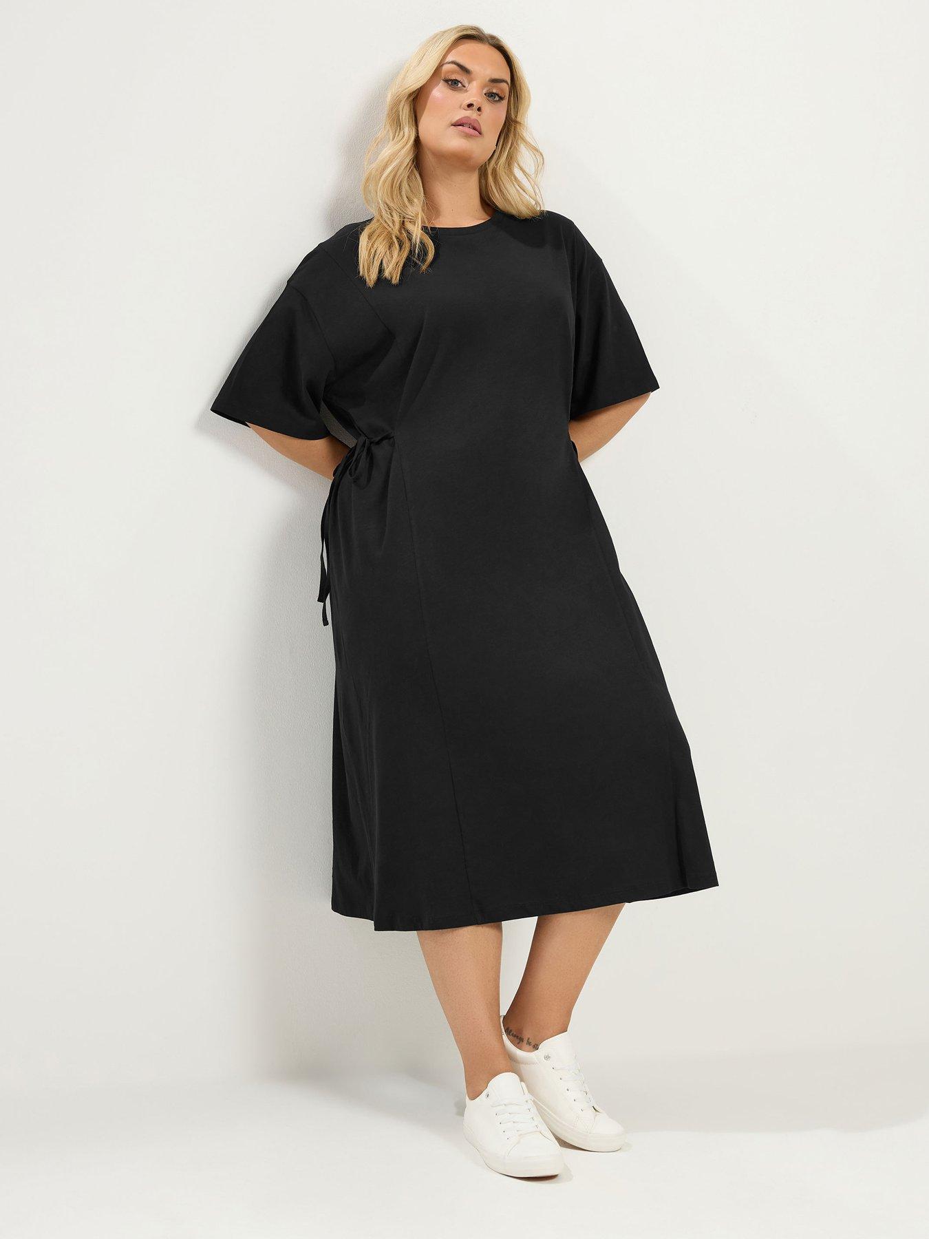 Yours Curve Tie Side Throw On Dress - Black